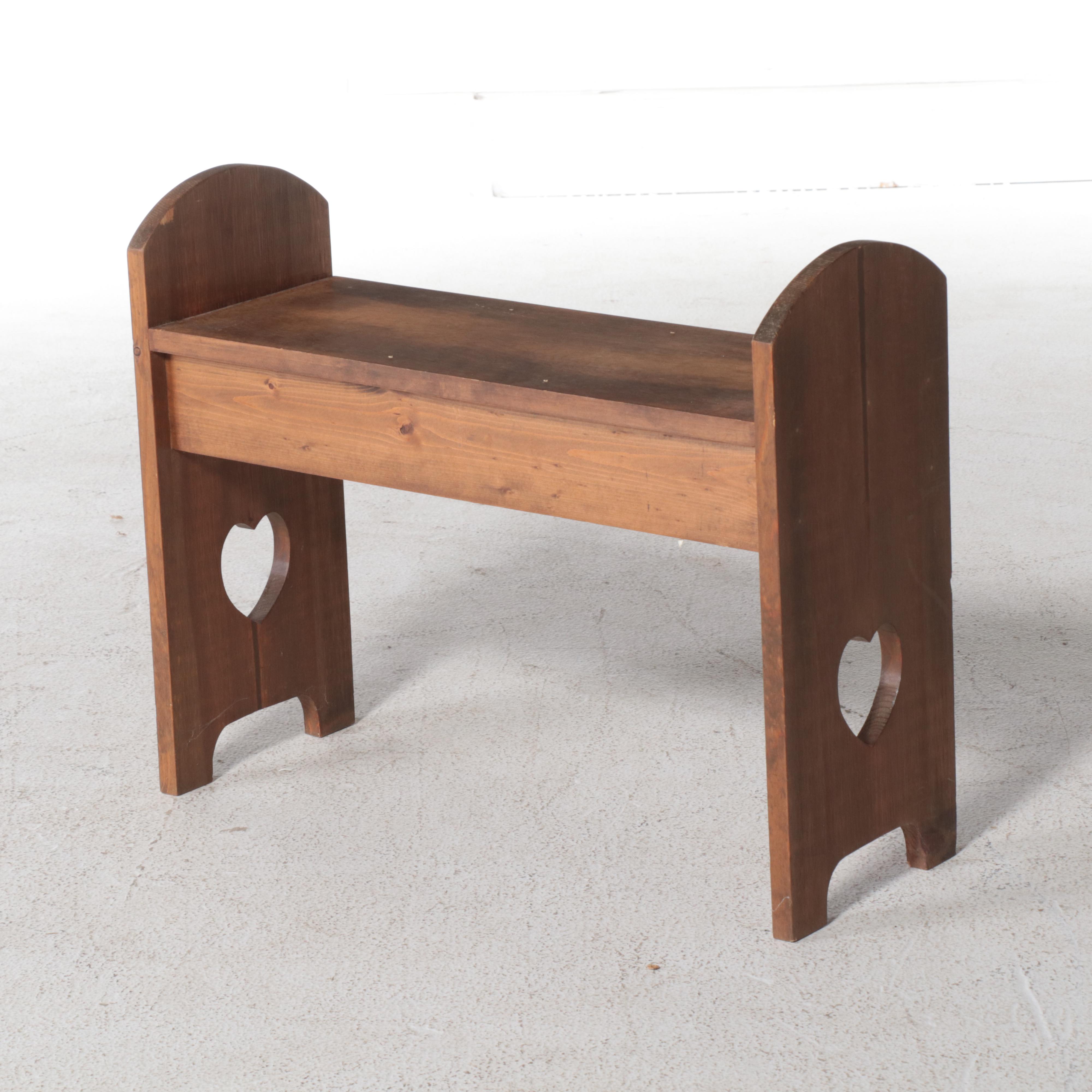 Three American Primitive Style Pine Benches, Incl. Two-Tier Bucket Bench