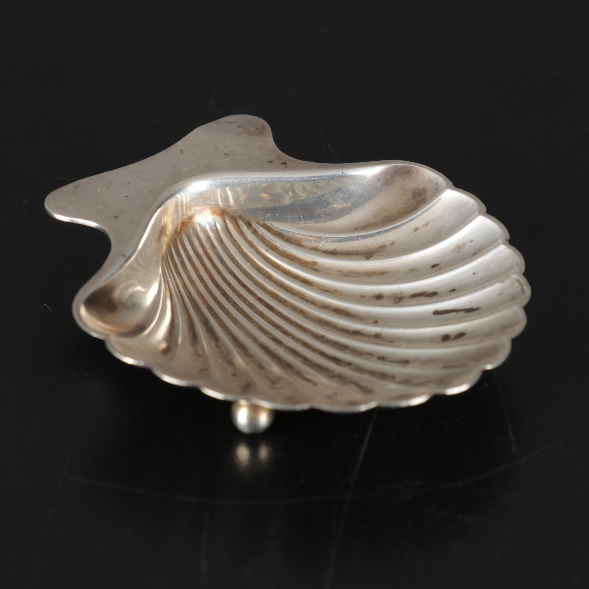 Tiffany & Co. Sterling Silver Footed Clam Shell Dish