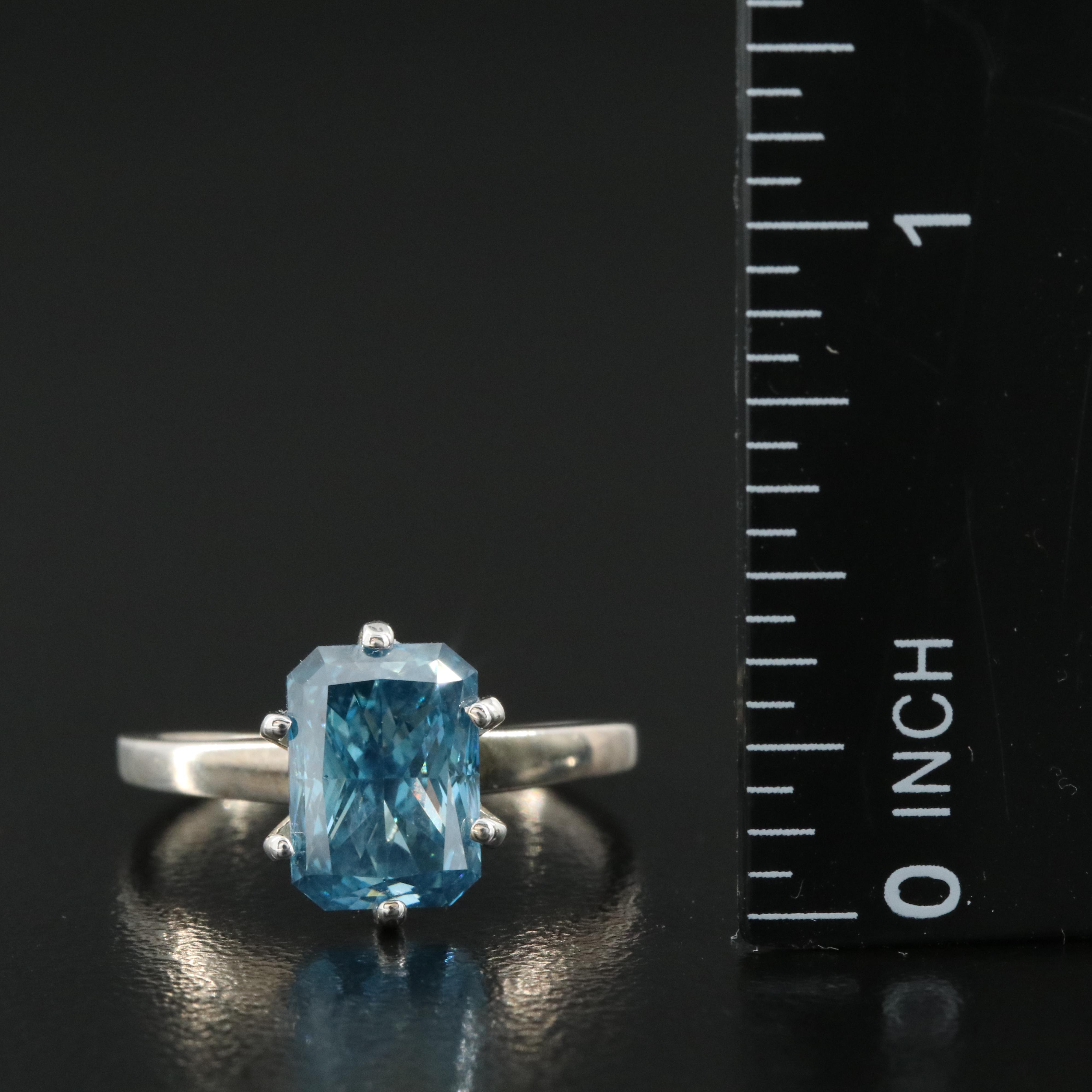18K 3.03 CT (Origin Undetermined) Fancy Blue Diamond Solitaire Ring