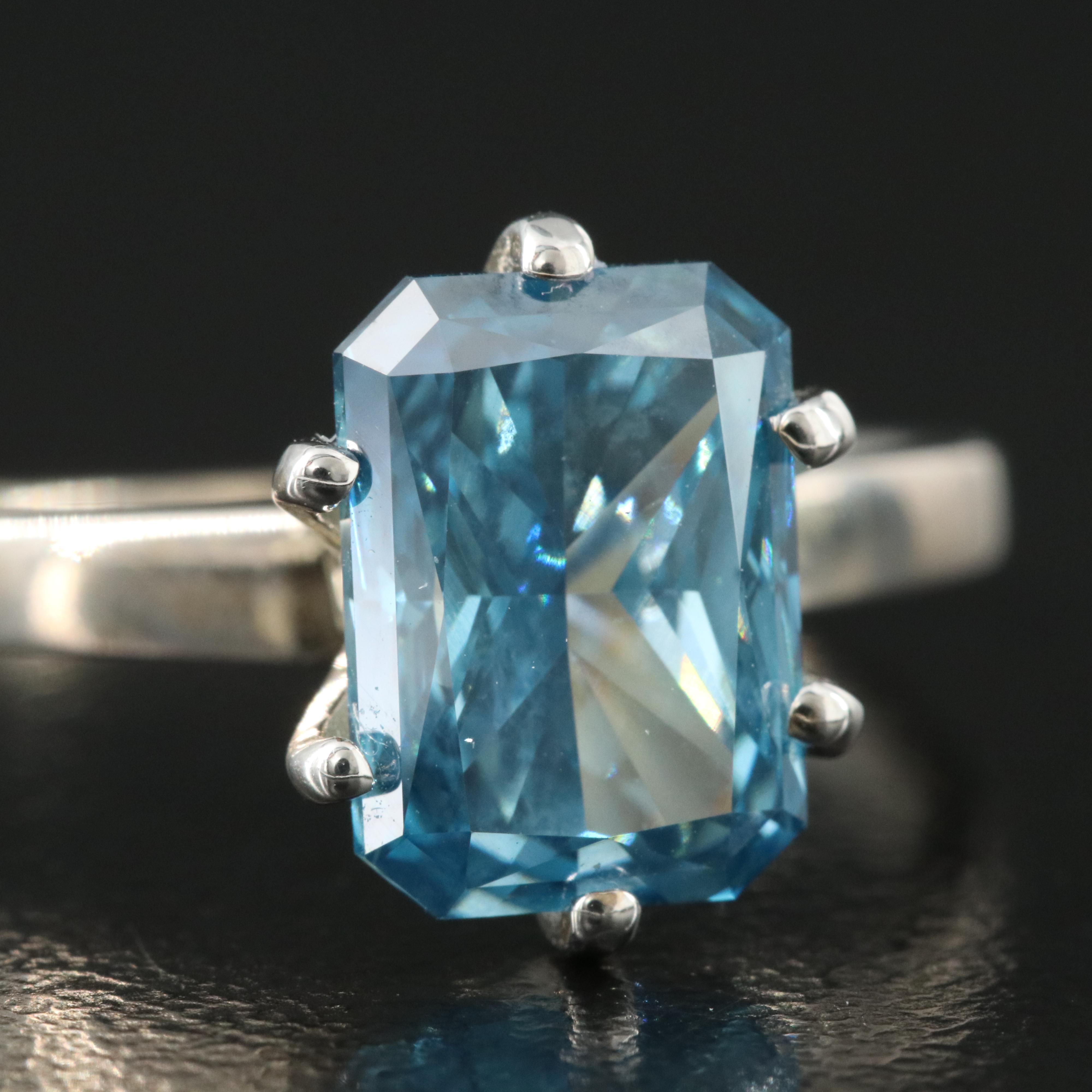 18K 3.03 CT (Origin Undetermined) Fancy Blue Diamond Solitaire Ring