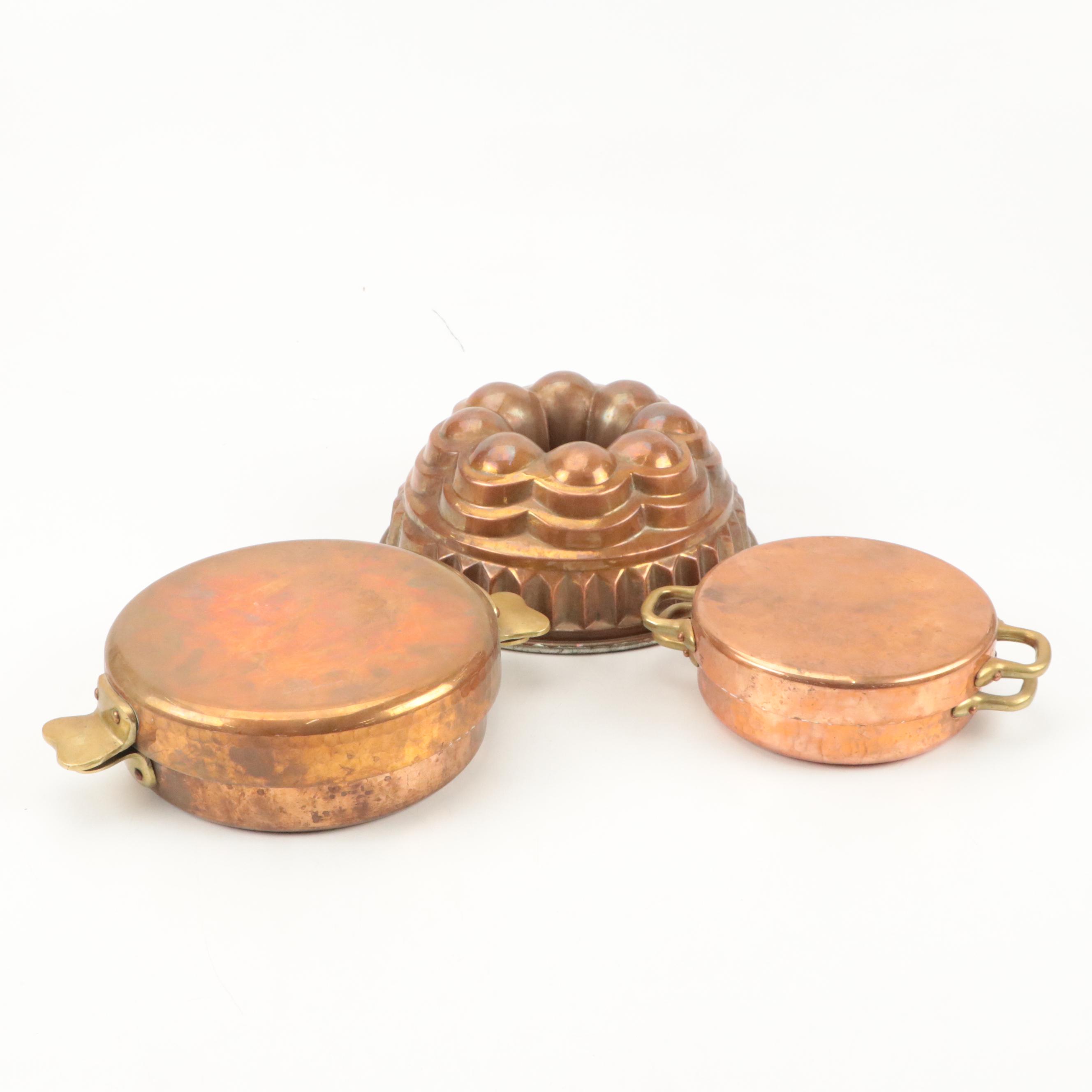 Cordon Bleu and Other French Hammered Copper Pots and Copper Mold