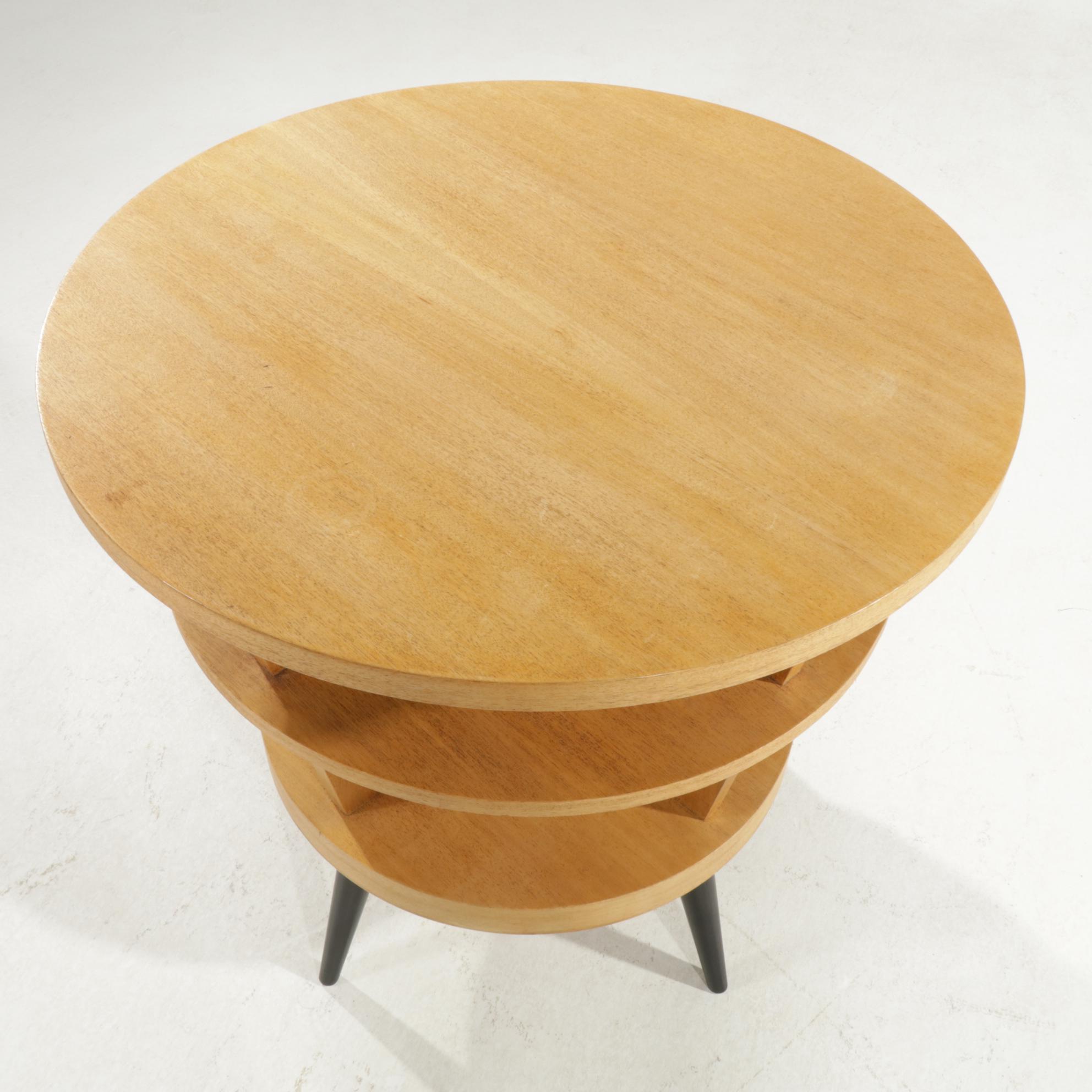 Modern by Fox Bleached Mahogany-Veneered Formica and Ebonized Center Table