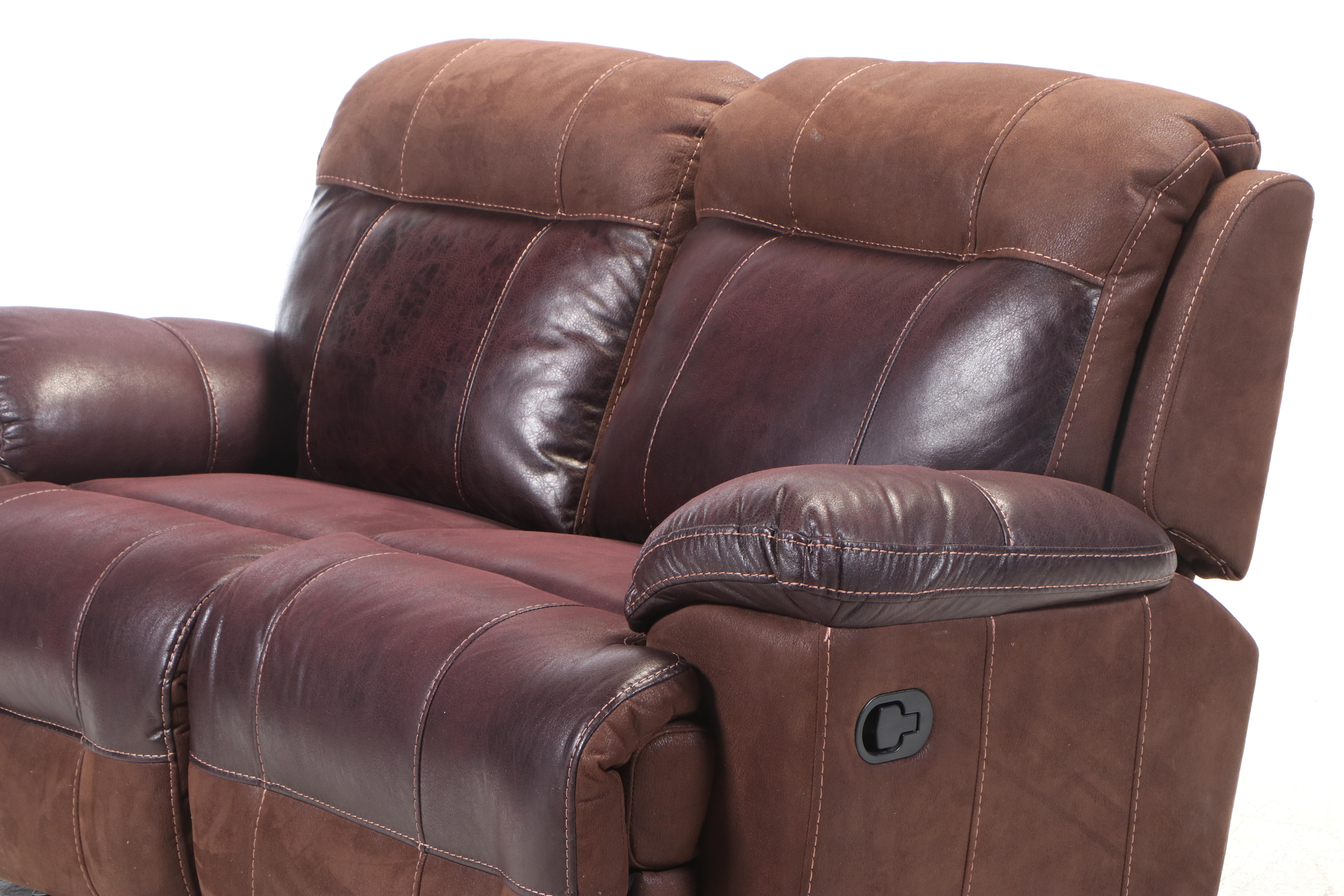 Cheers Faux-Leather Dual-Reclining and Rocking Loveseat