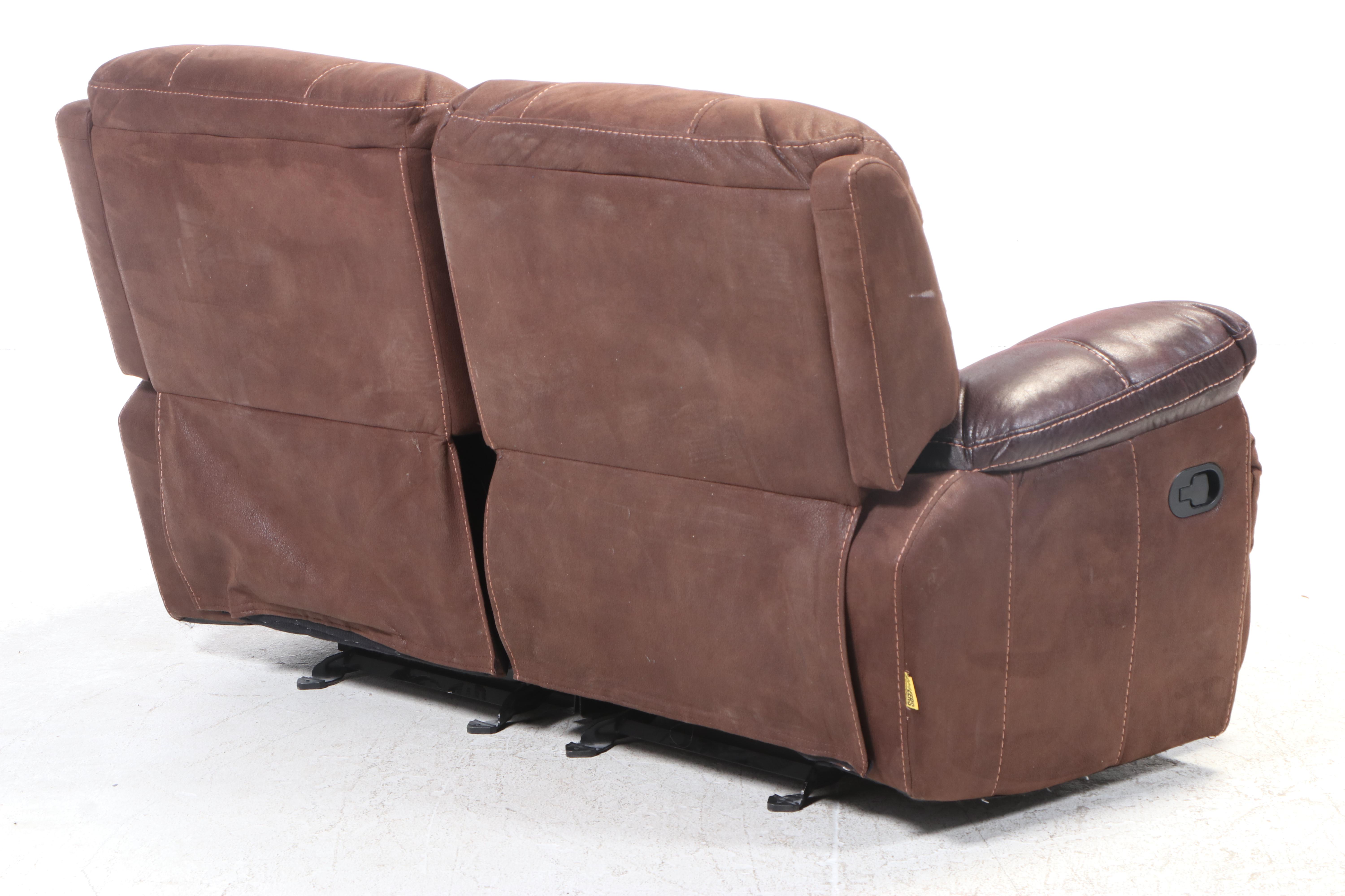 Cheers Faux-Leather Dual-Reclining and Rocking Loveseat