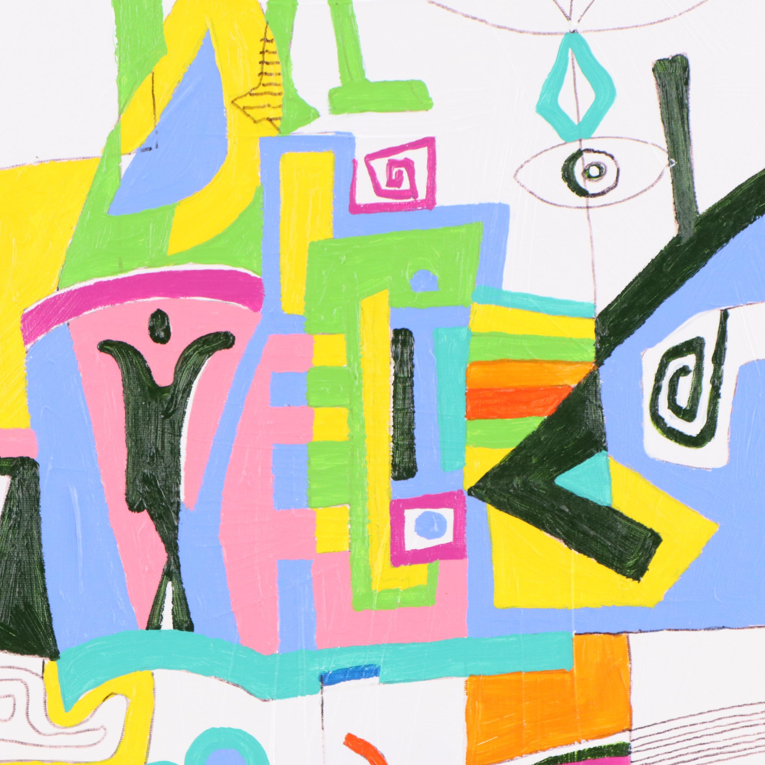 Phyllis Trager Hyman Modernist Acrylic Painting "To Go"