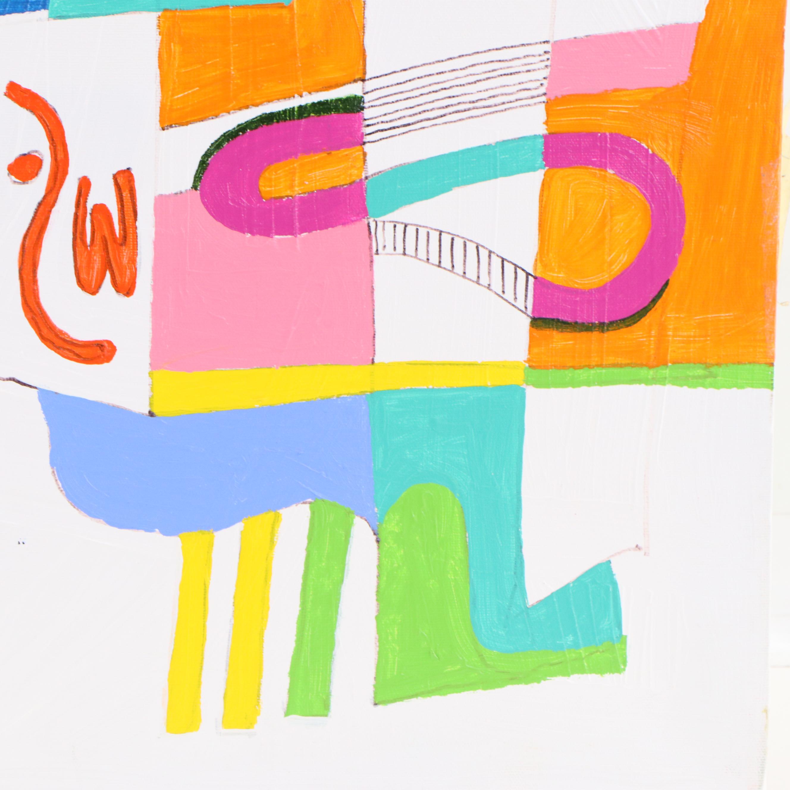 Phyllis Trager Hyman Modernist Acrylic Painting "To Go"