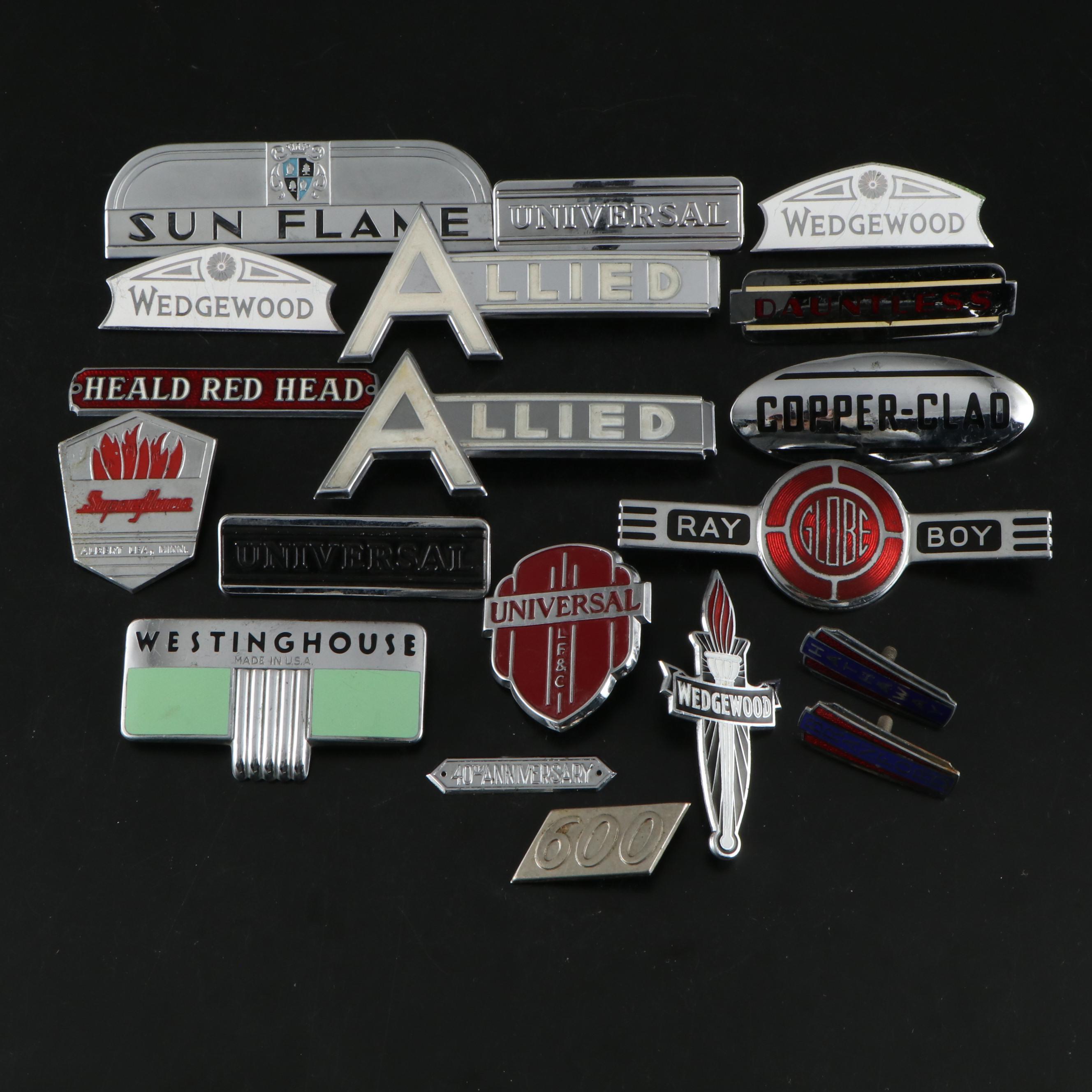 Westinghouse, Universal, Wedgewood and Other Stove Emblems