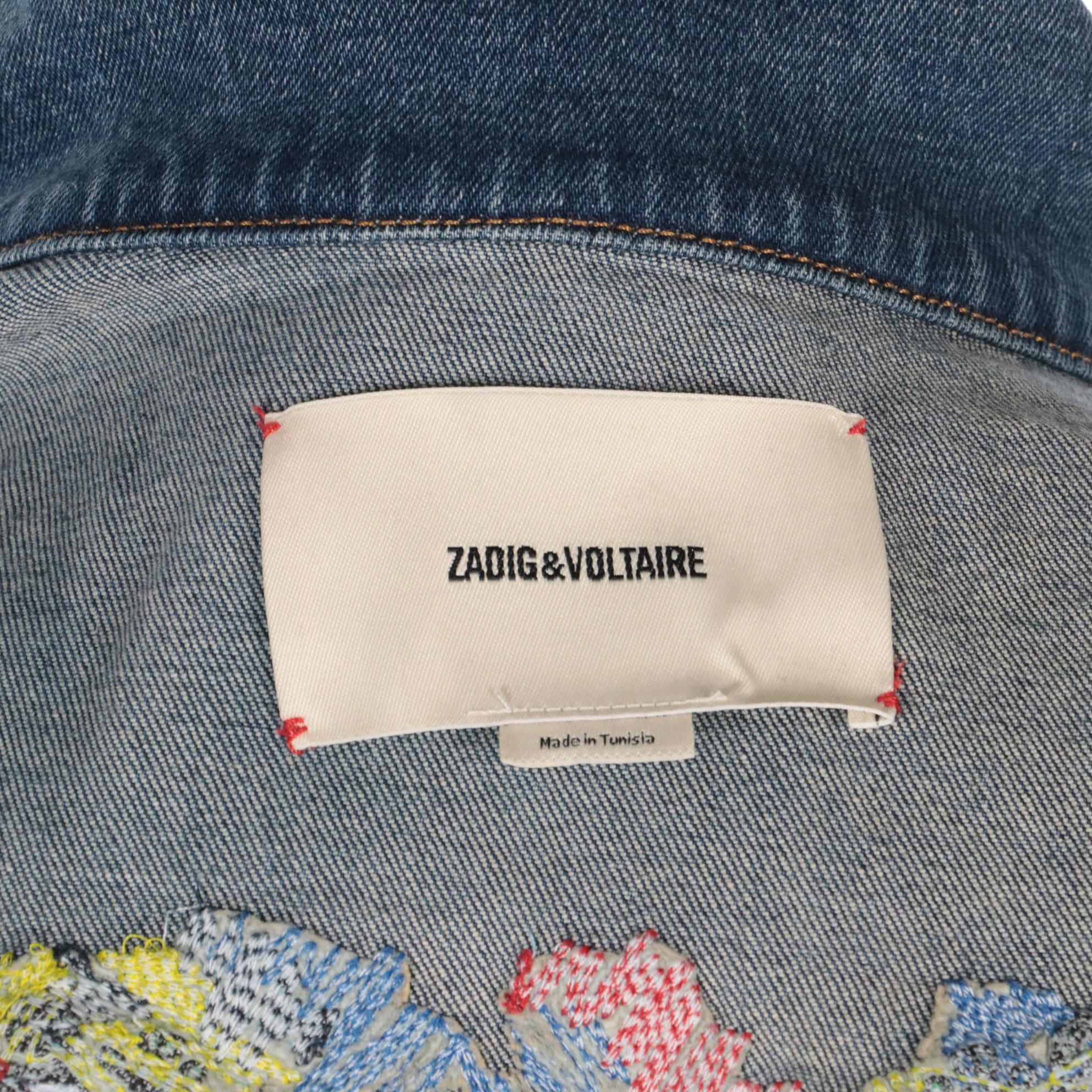 Men's Zadig & Voltaire Skull Embroidered "Art is Truth" Base Denim Jacket