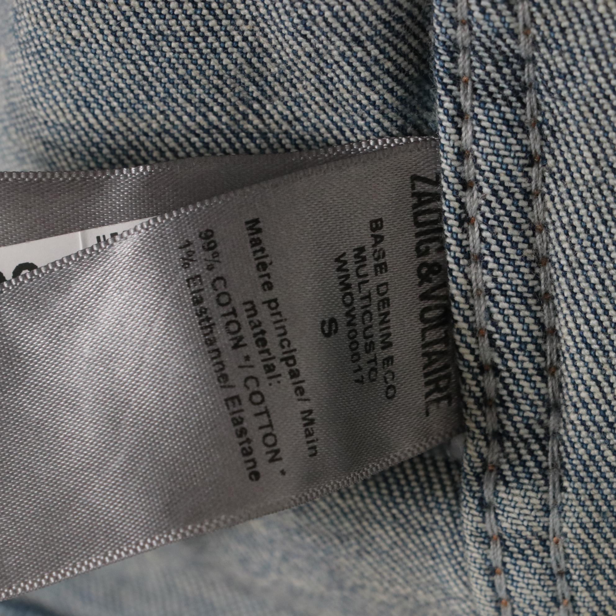 Men's Zadig & Voltaire Skull Embroidered "Art is Truth" Base Denim Jacket