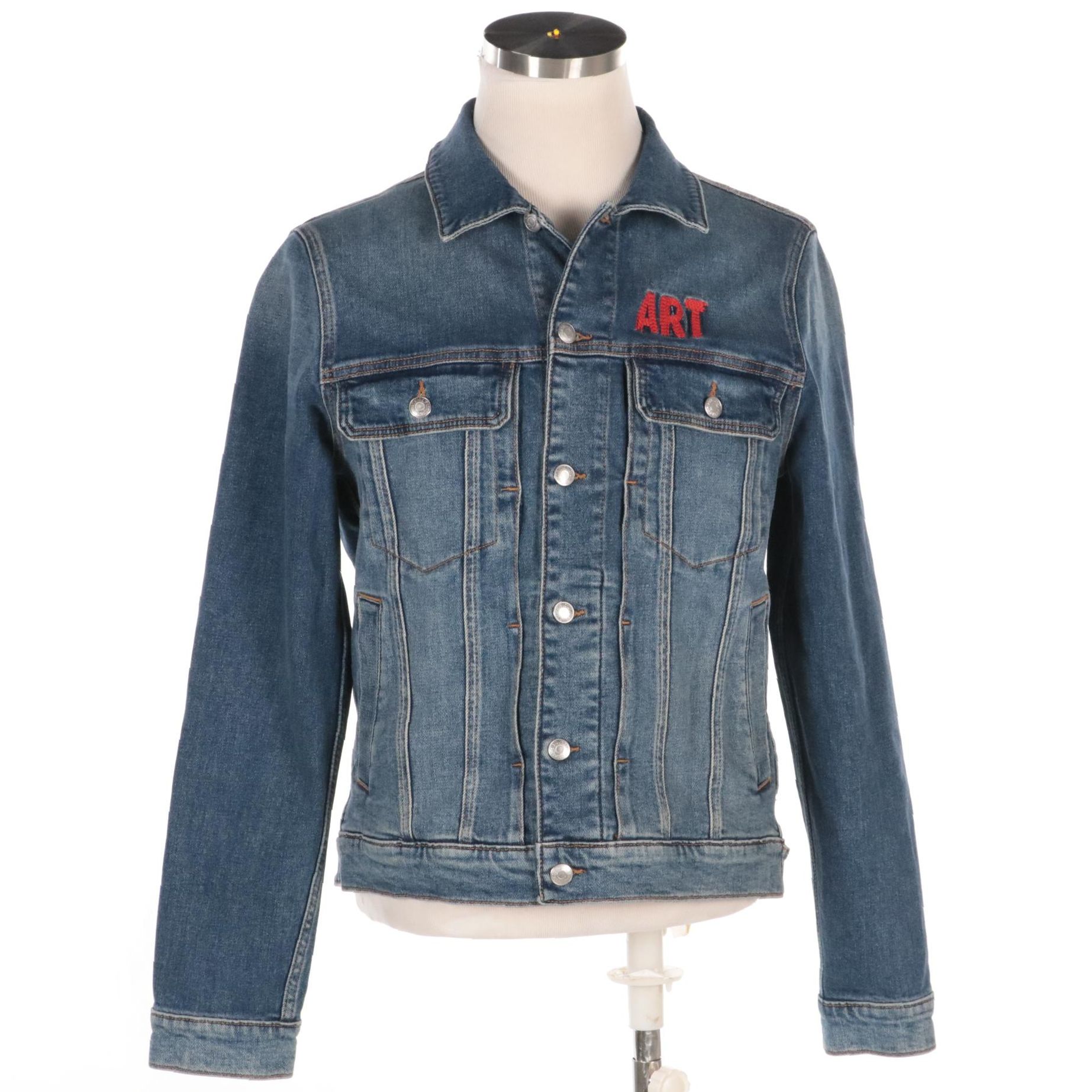 Men's Zadig & Voltaire Skull Embroidered "Art is Truth" Base Denim Jacket