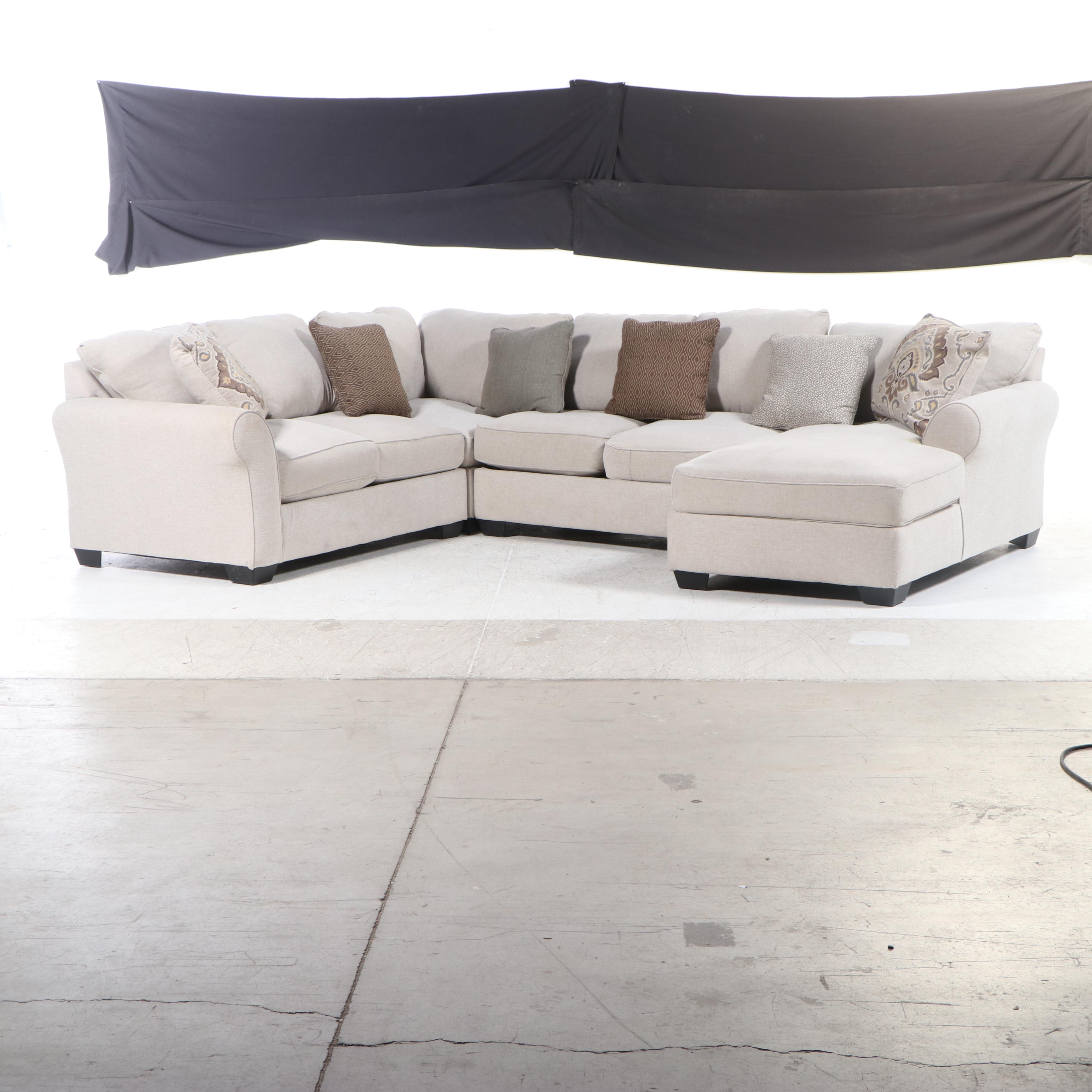 Upholstered Sectional Sofa with Decorative Pillows