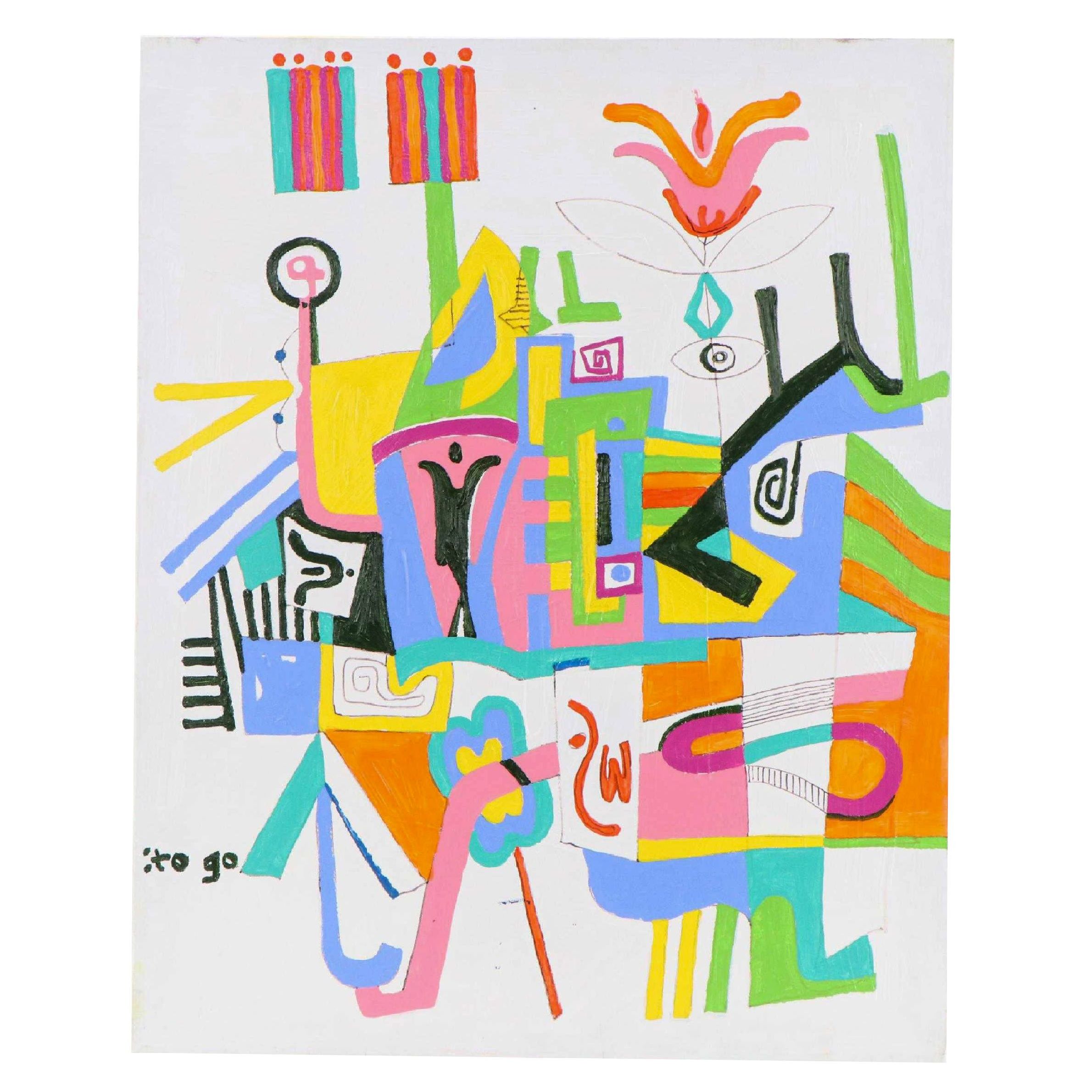 Phyllis Trager Hyman Modernist Acrylic Painting "To Go"