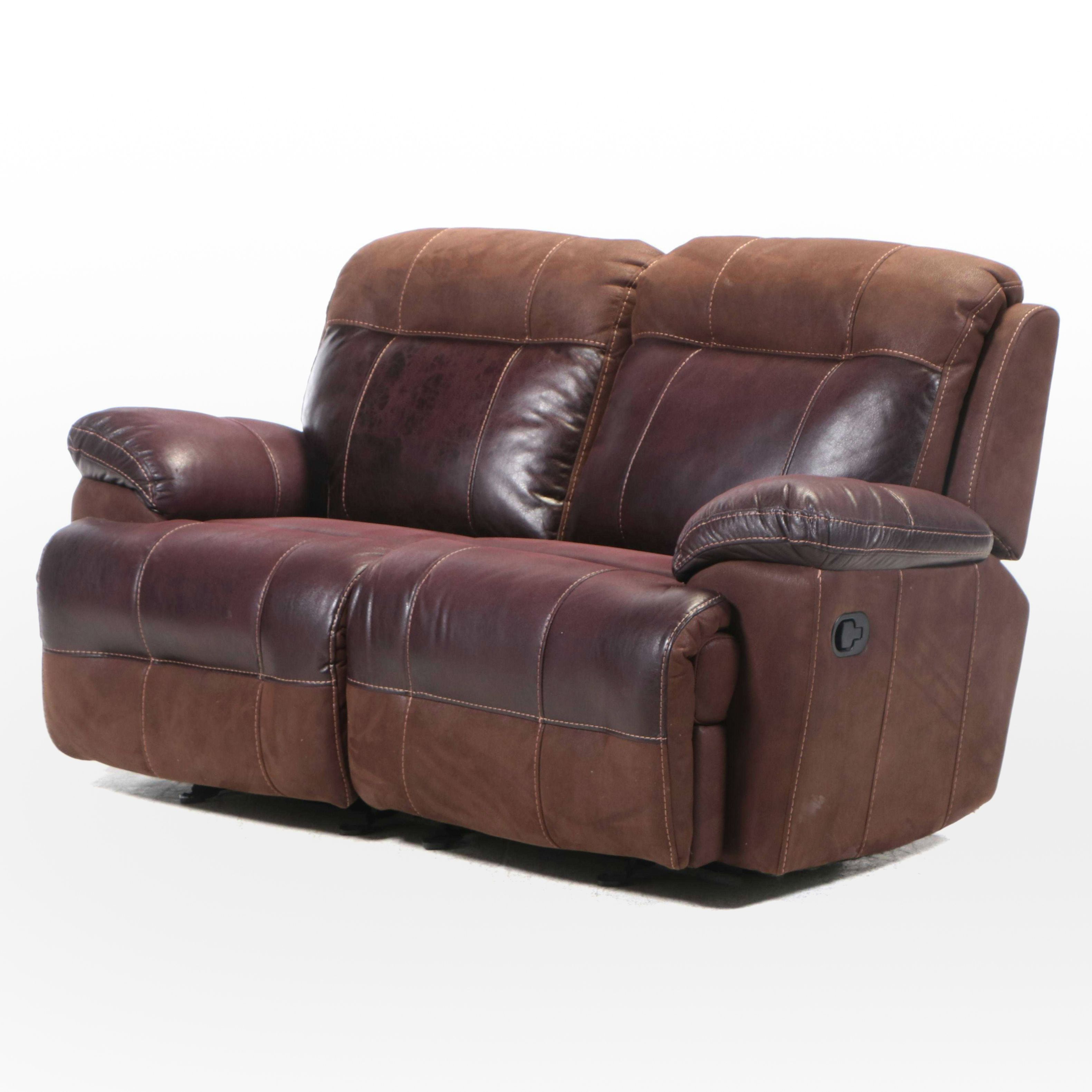 Cheers Faux-Leather Dual-Reclining and Rocking Loveseat
