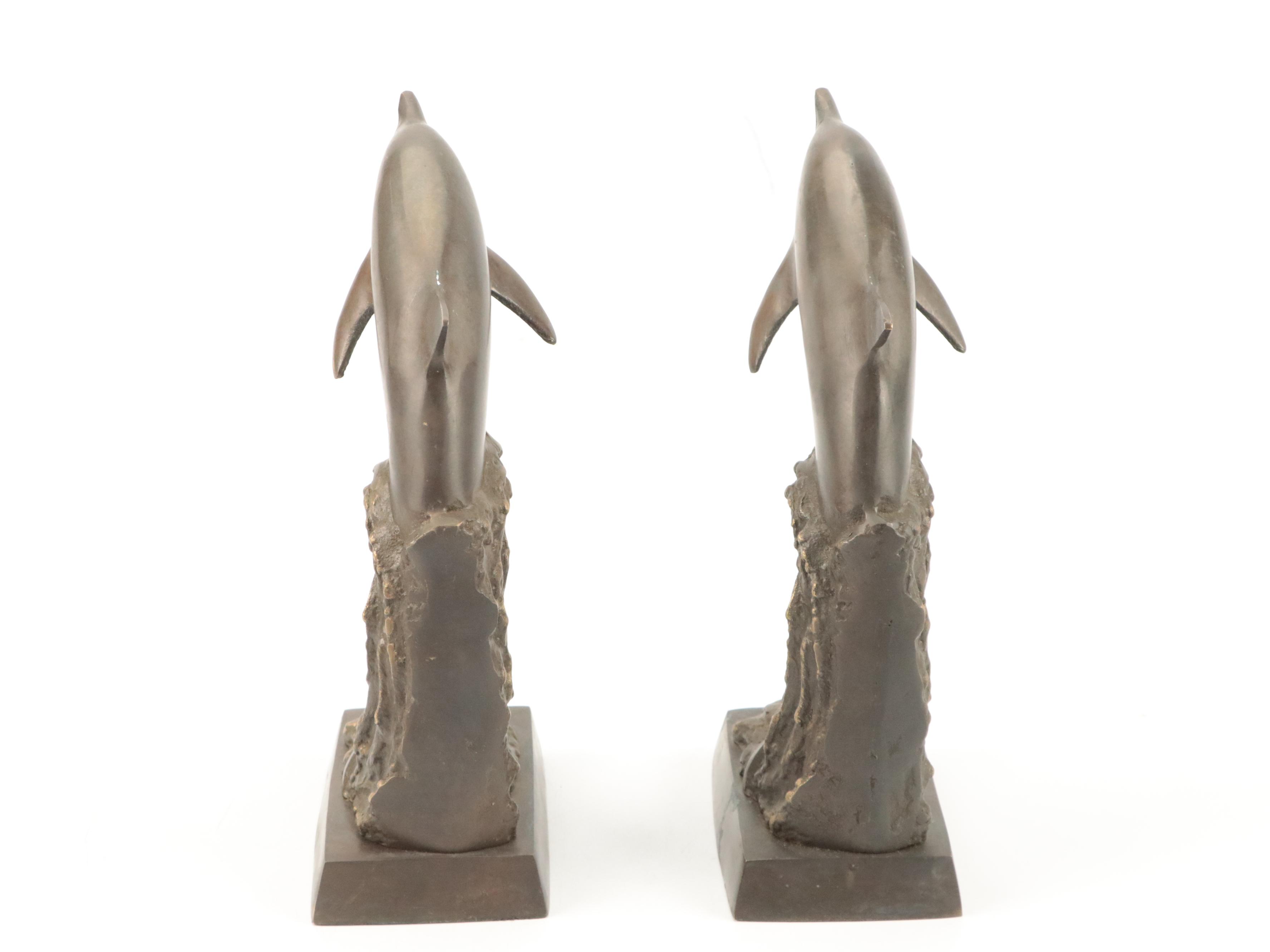 Cast Metal Dolphin Bookends