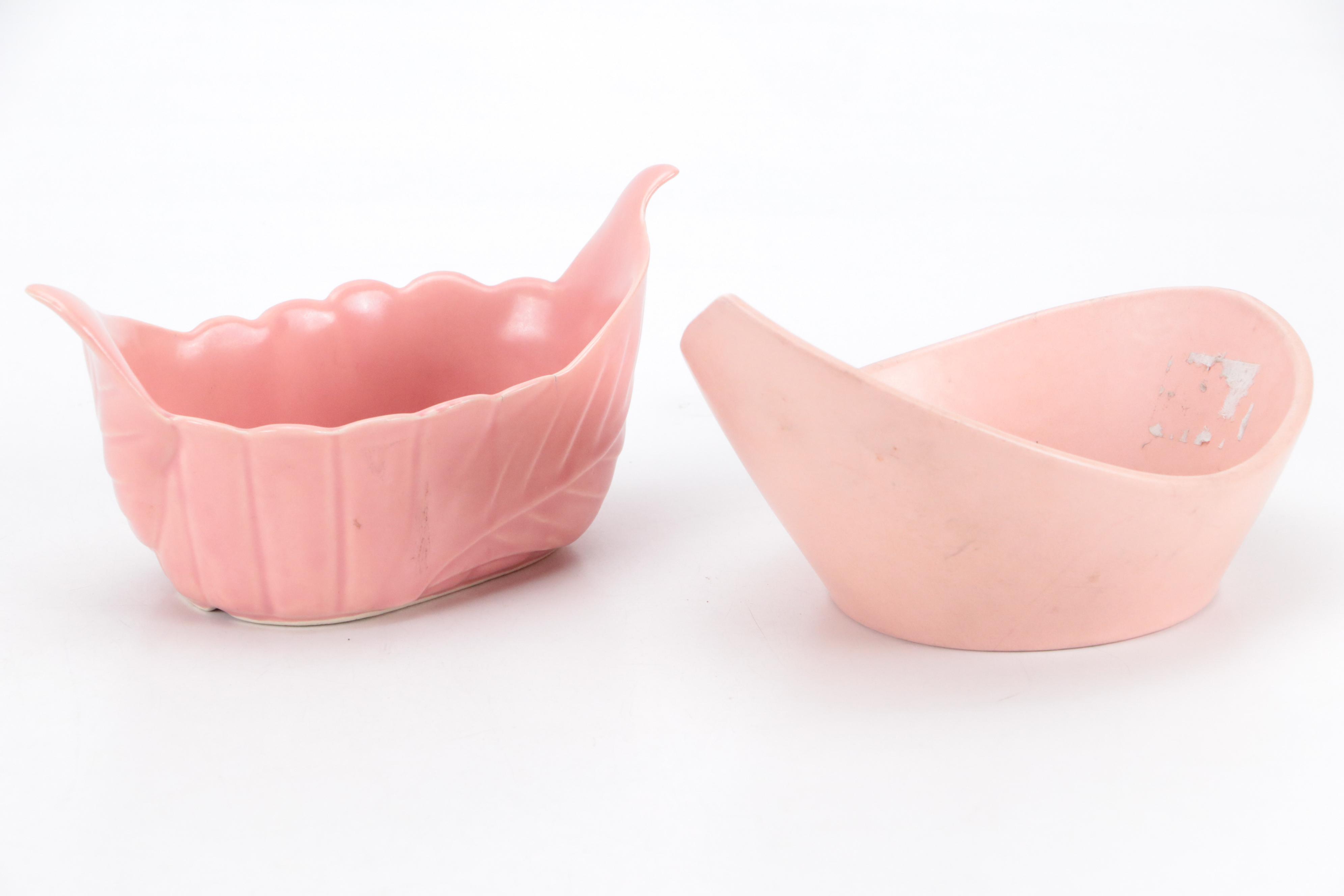 Shawnee and Red Wing Pottery Pink Glaze Ceramic Planters with More