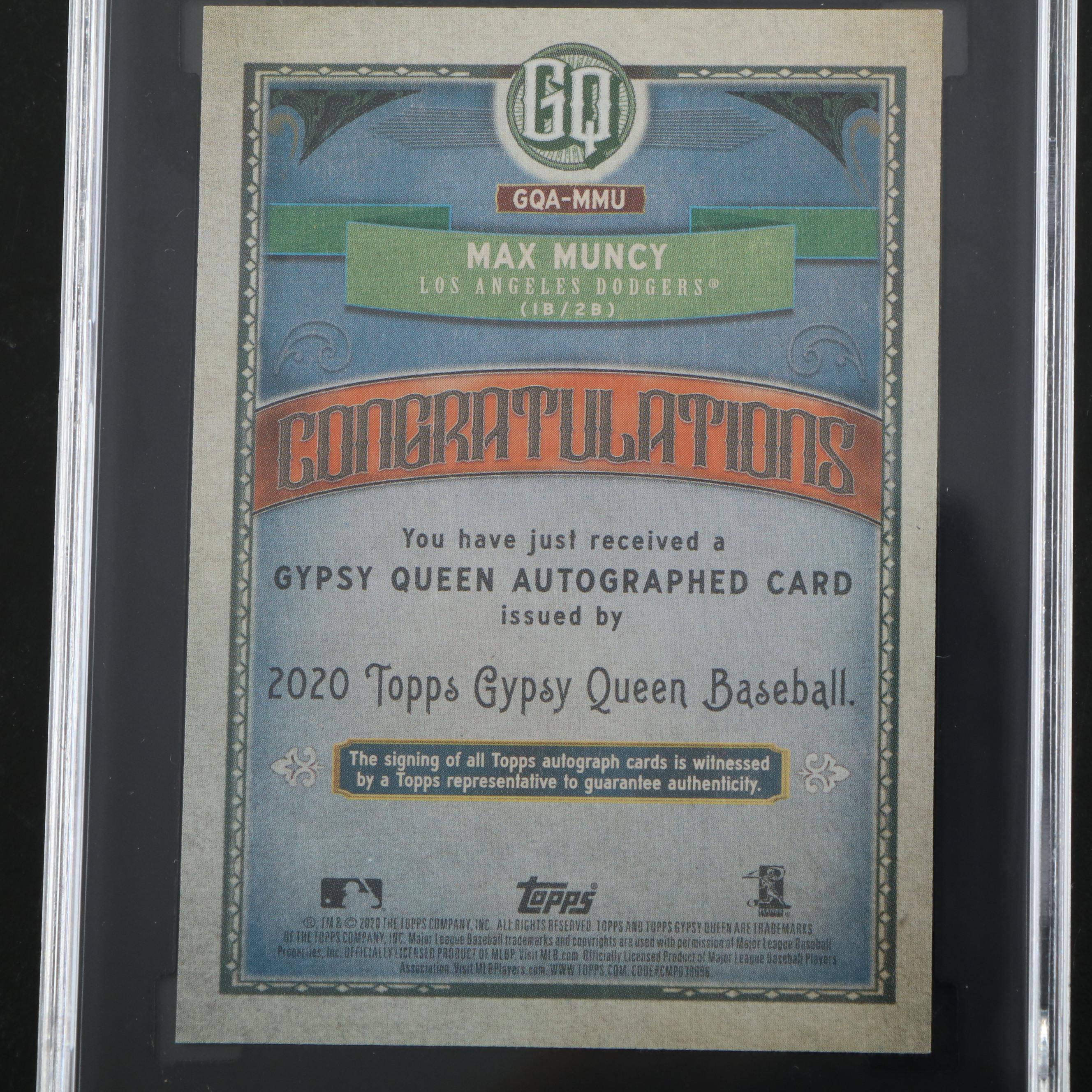 2020 Topps Gypsy Queen Max Muncy Graded SGC 9.5 Autographed Baseball Card