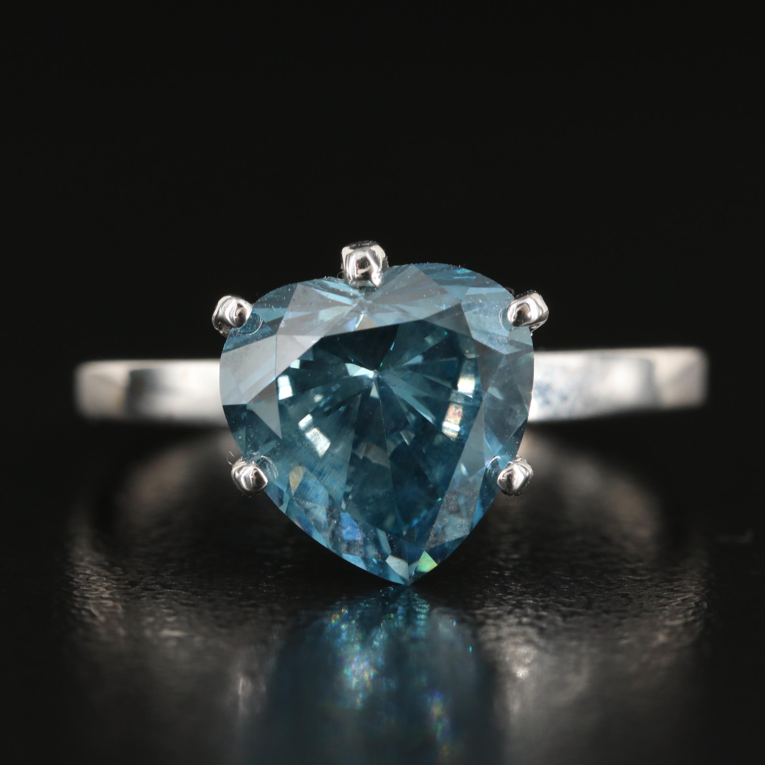 18K 3.01 CT (Origin Undetermined) Fancy Dark Blue Diamond Ring