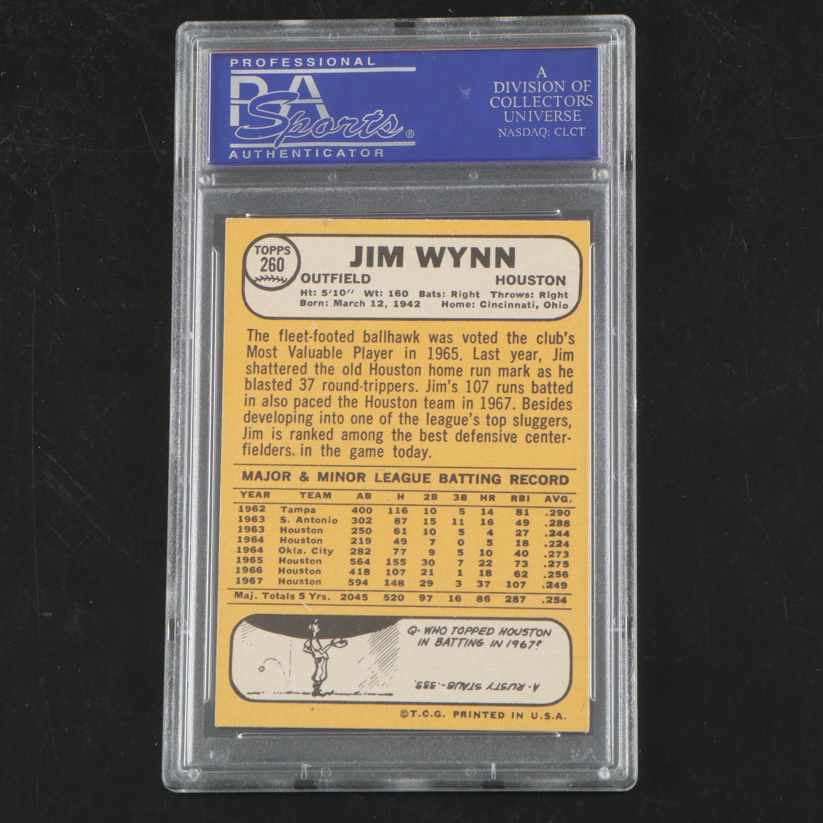 1968 Topps Jim Wynn #260 Graded PSA 7 Baseball Card