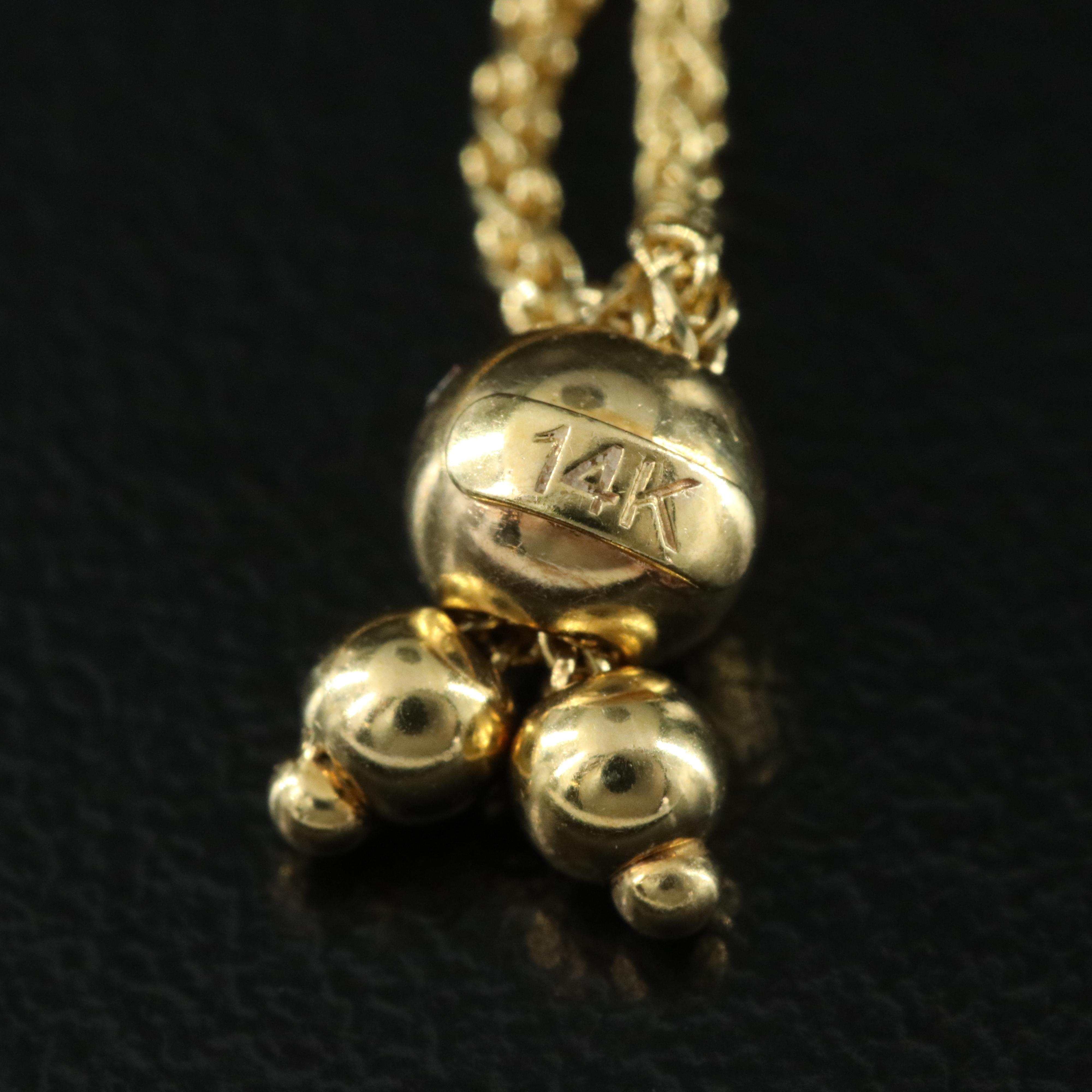 14K Tri-Color Gold Bead Station Bolo Bracelet