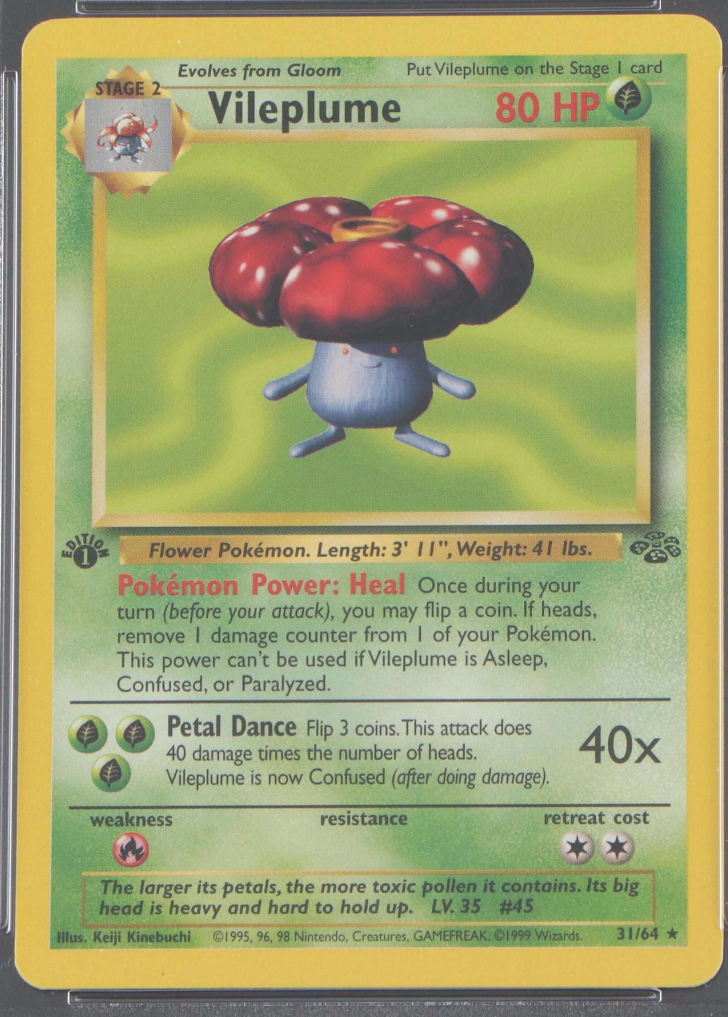 1999 Pokémon Jungle Vileplume 1st Edition Graded PSA 9
