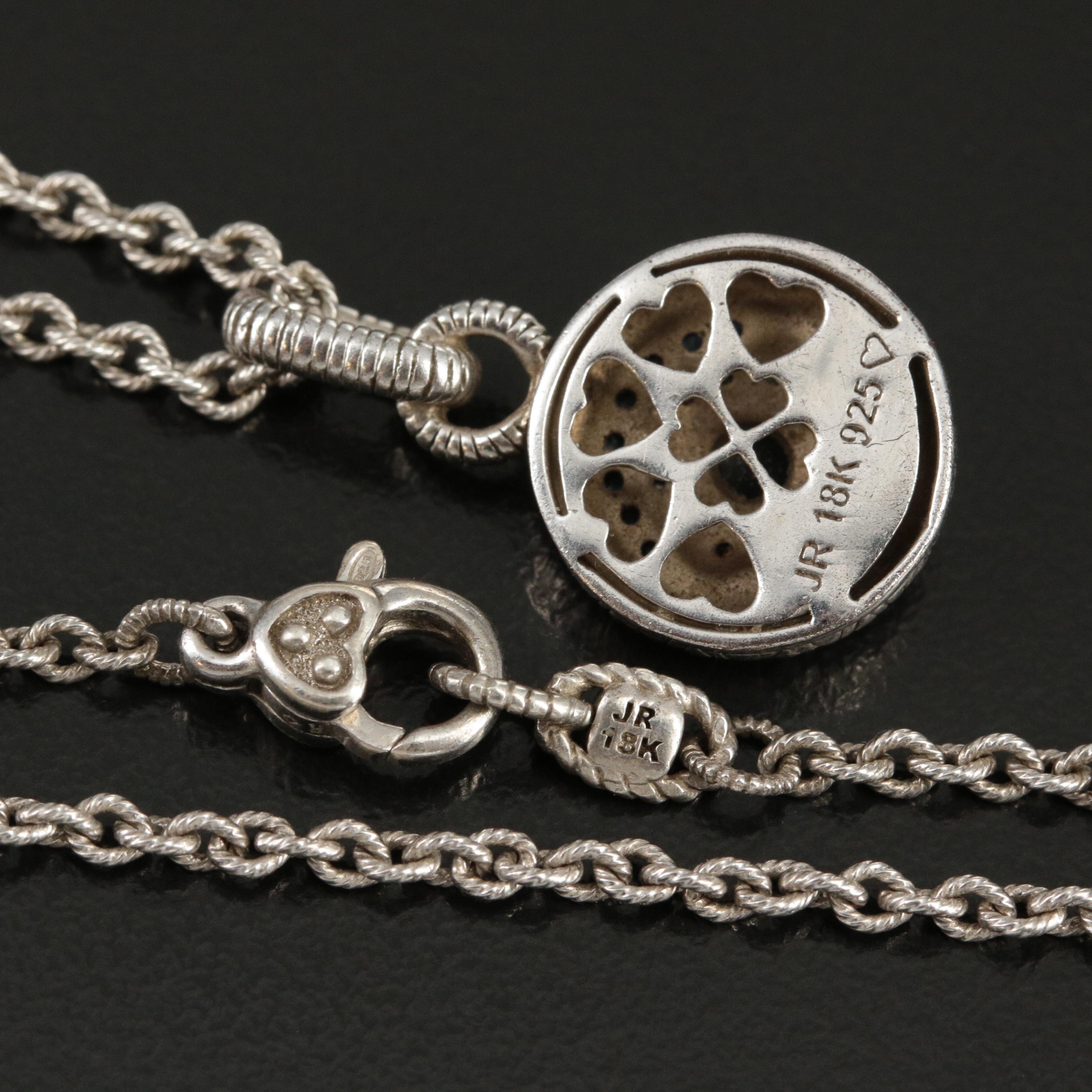 Judith Ripka Sterling Sapphire Evil Eye Pendant Necklace with 18K Accents