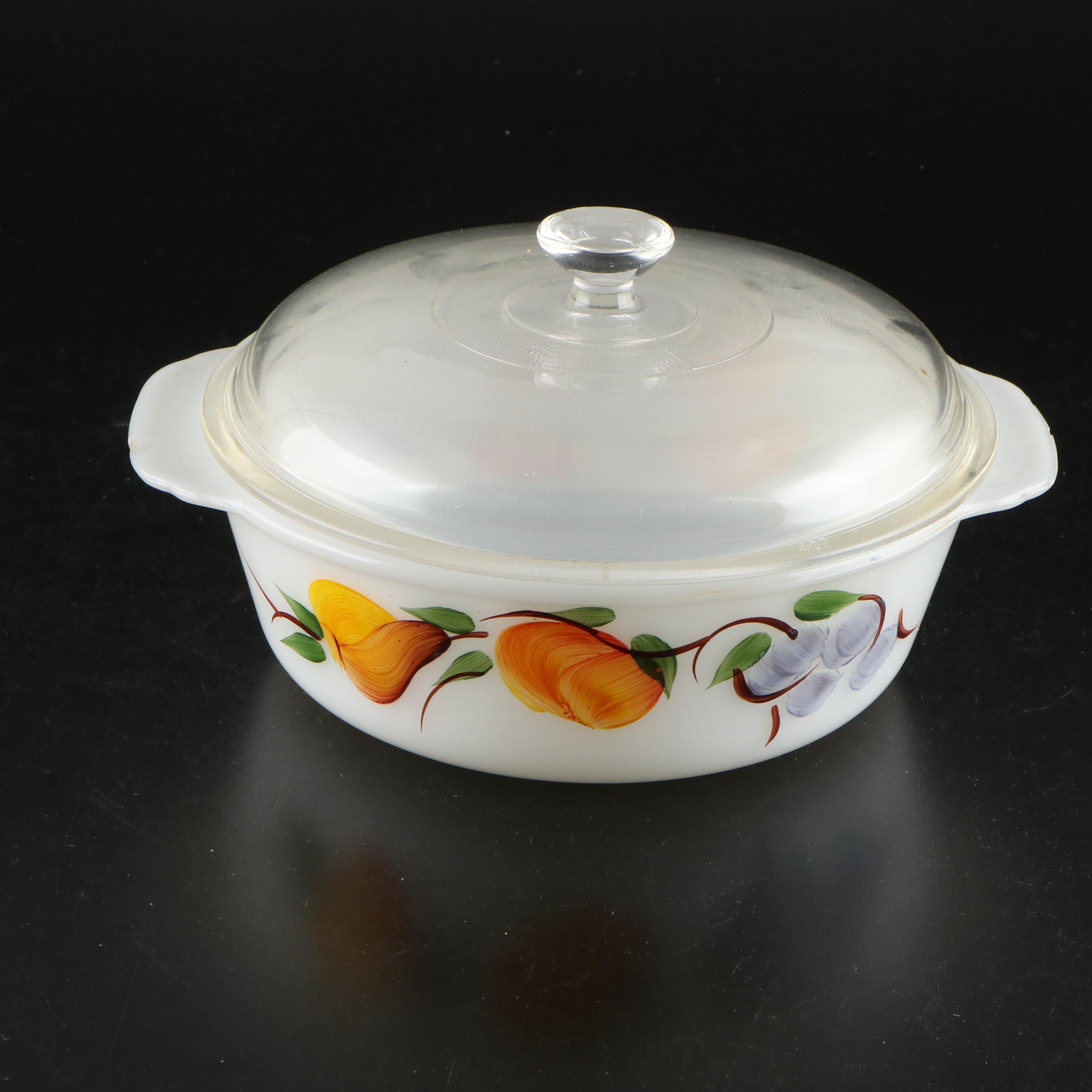 Anchor Hocking "Fruit" Glass Casserole Dish with Pyrex Glass Pie Dishes and More