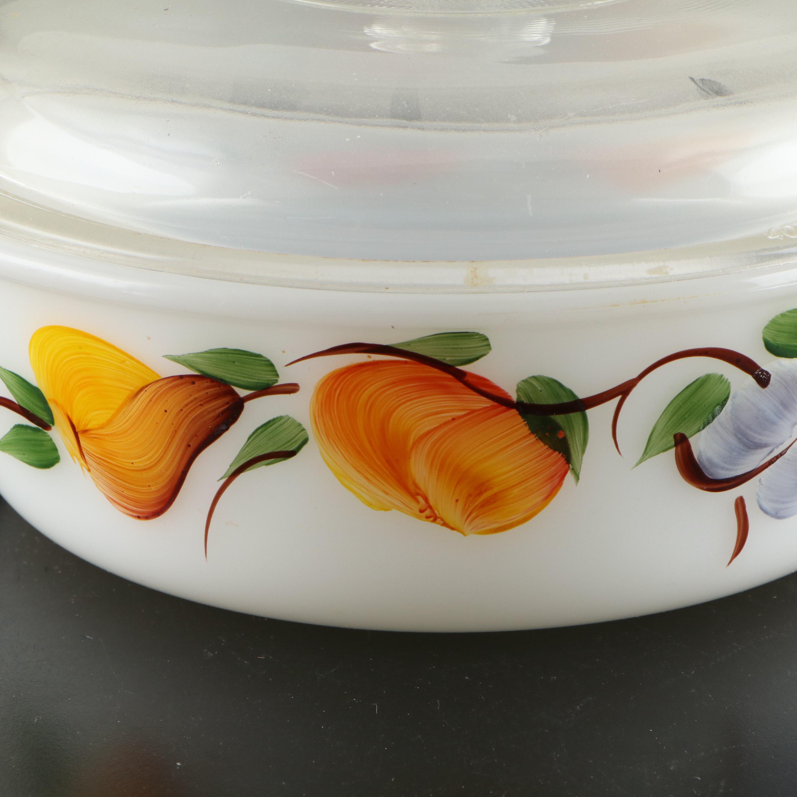 Anchor Hocking "Fruit" Glass Casserole Dish with Pyrex Glass Pie Dishes and More