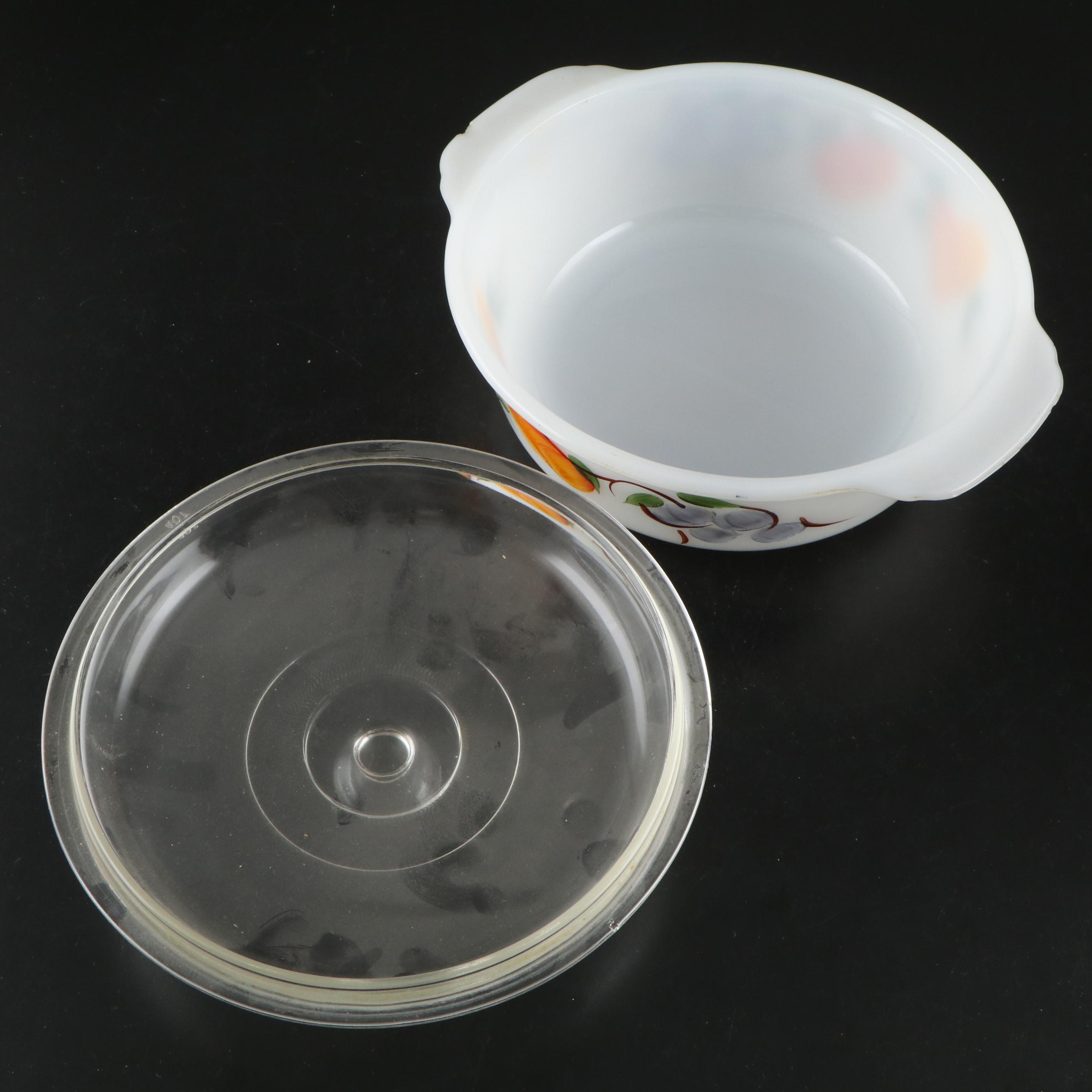 Anchor Hocking "Fruit" Glass Casserole Dish with Pyrex Glass Pie Dishes and More