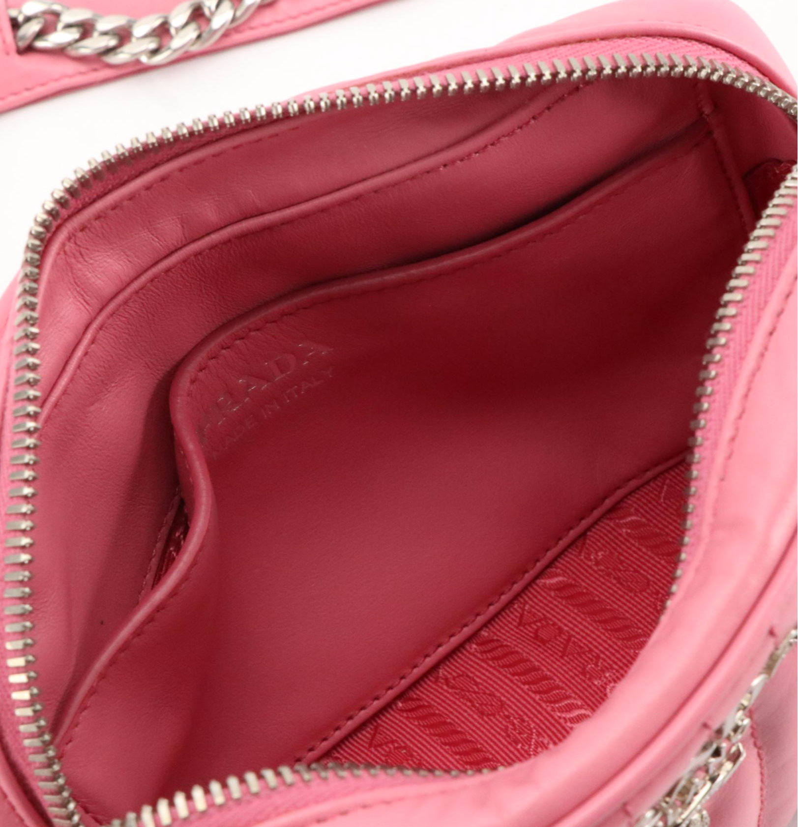 Prada Geranium Pink Diagramme Leather Camera Crossbody Bag