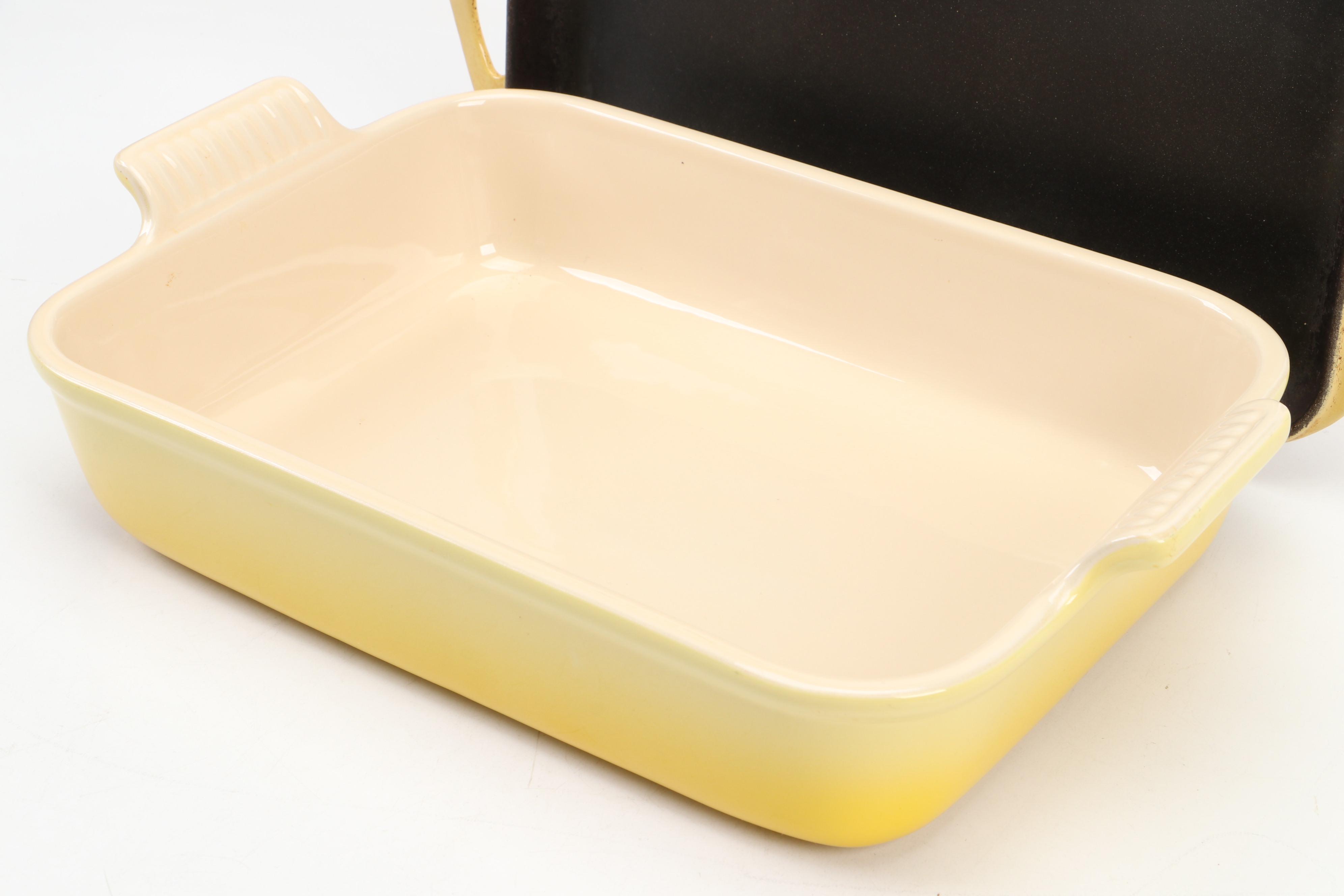 Le Creuset Enameled Cast Iron Griddle with Stoneware Baking Dish and Ramekins