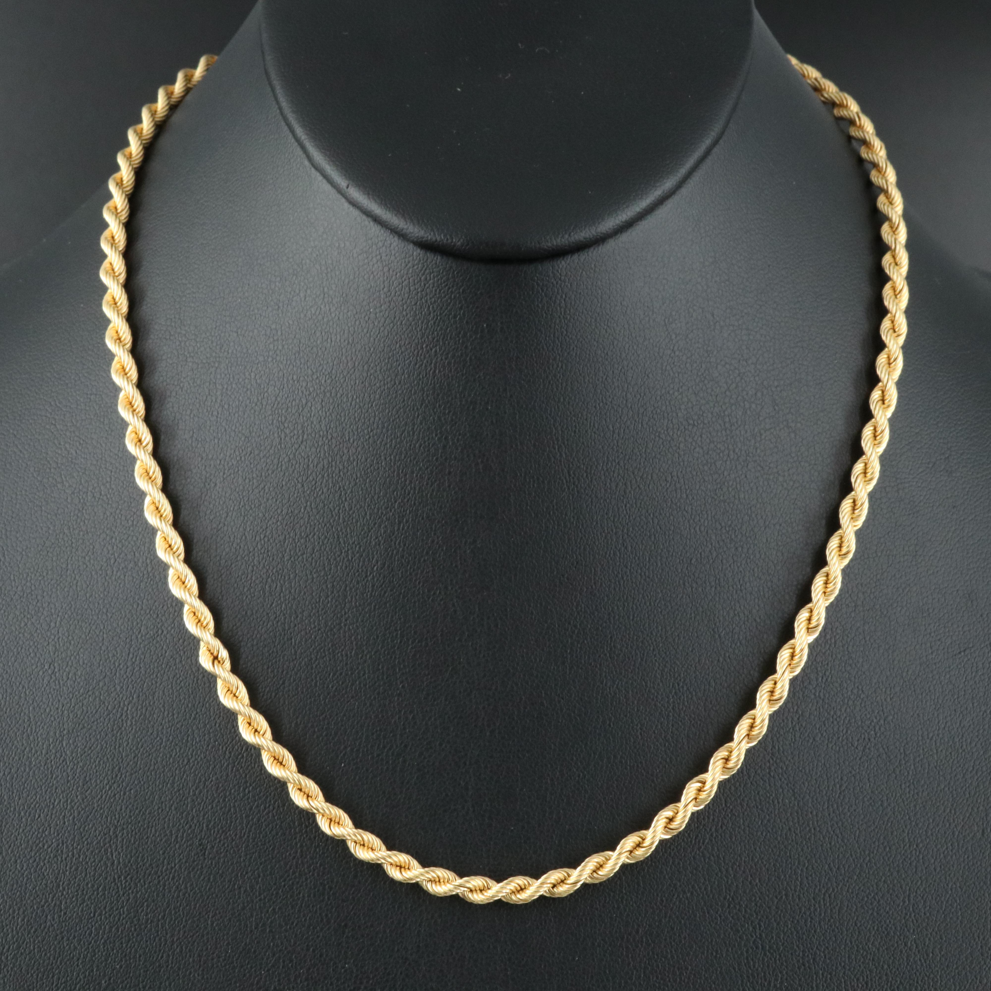 18K Rope Chain Necklace with Diamond Accent