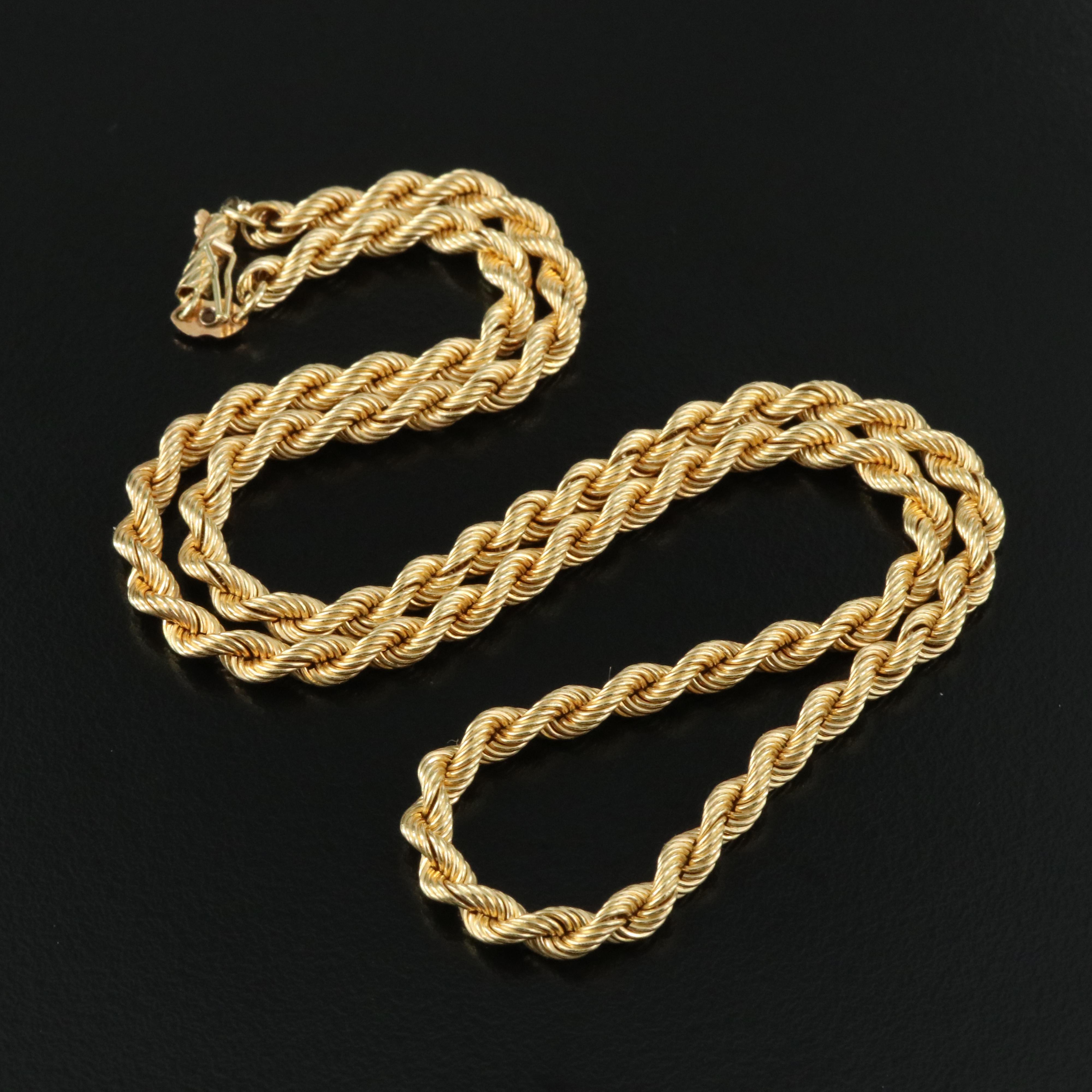 18K Rope Chain Necklace with Diamond Accent