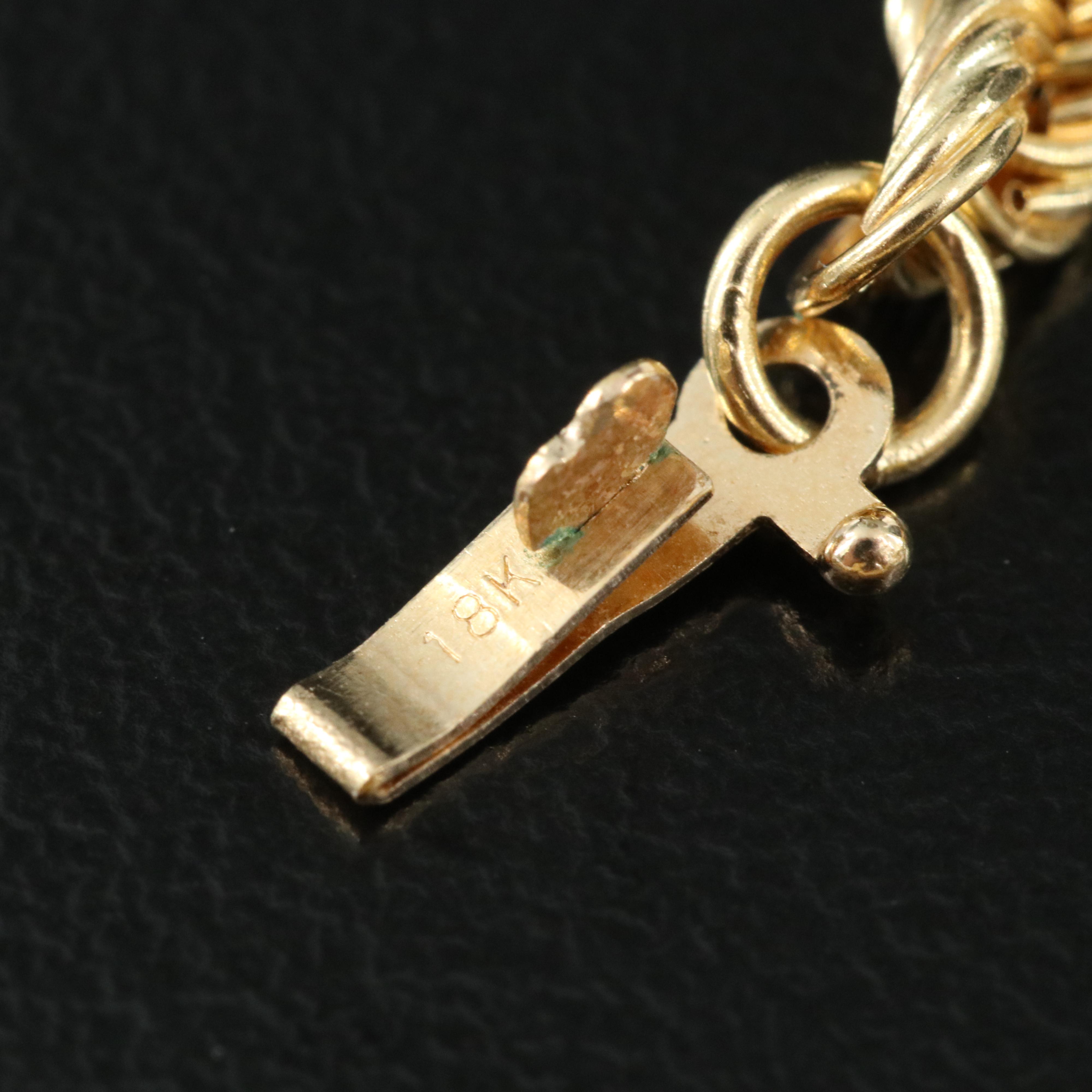 18K Rope Chain Necklace with Diamond Accent