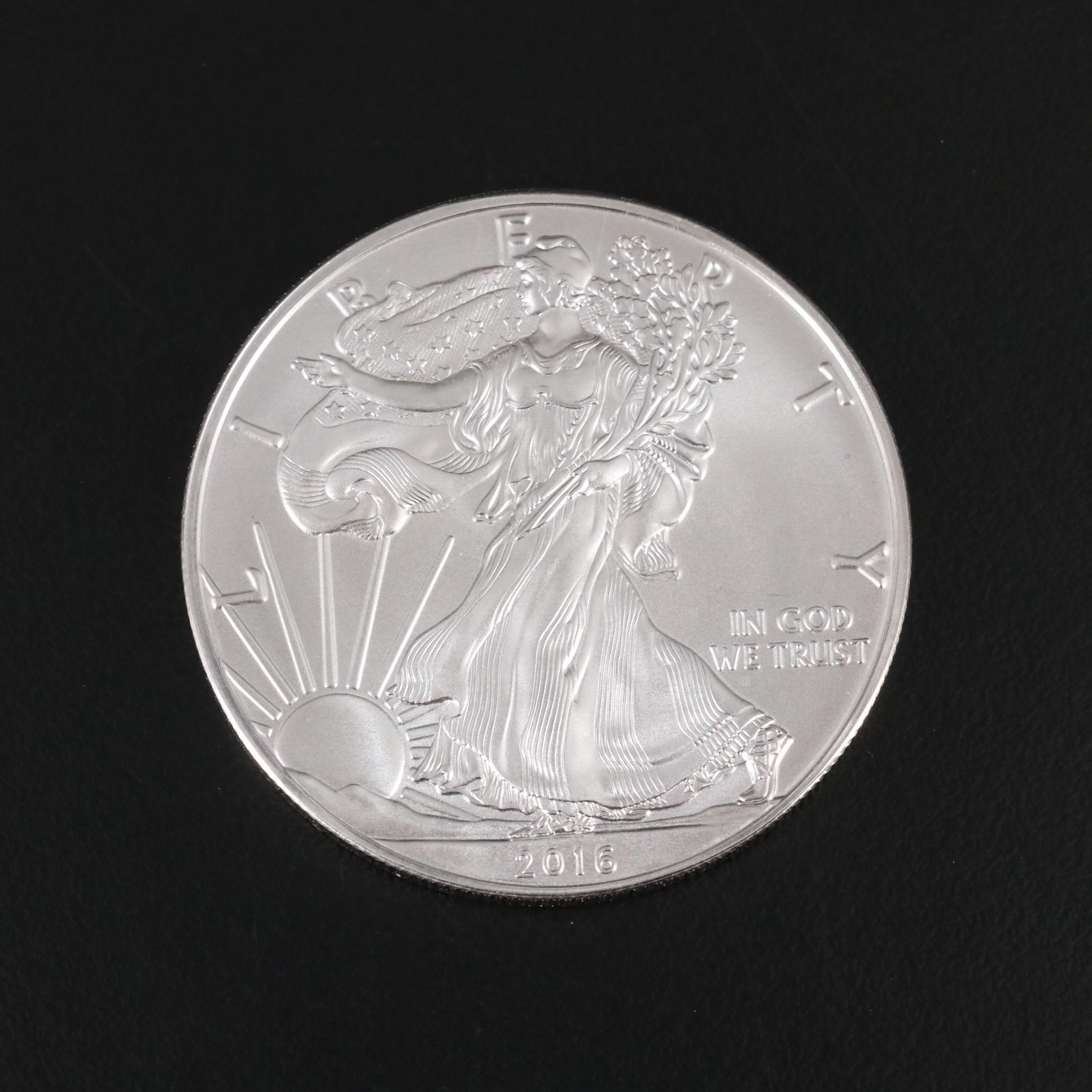Five American Silver Eagles Including 2016