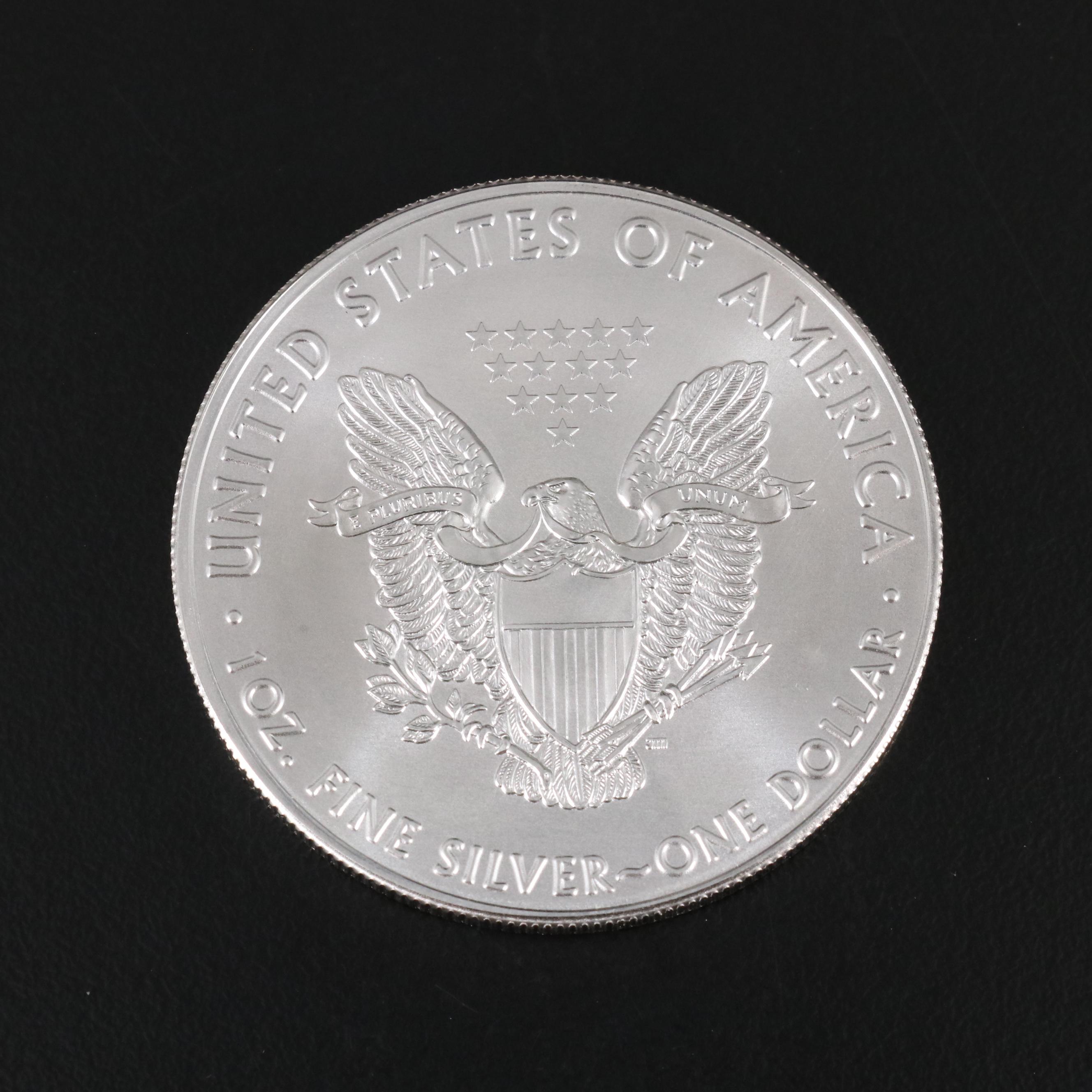 Five American Silver Eagles Including 2016