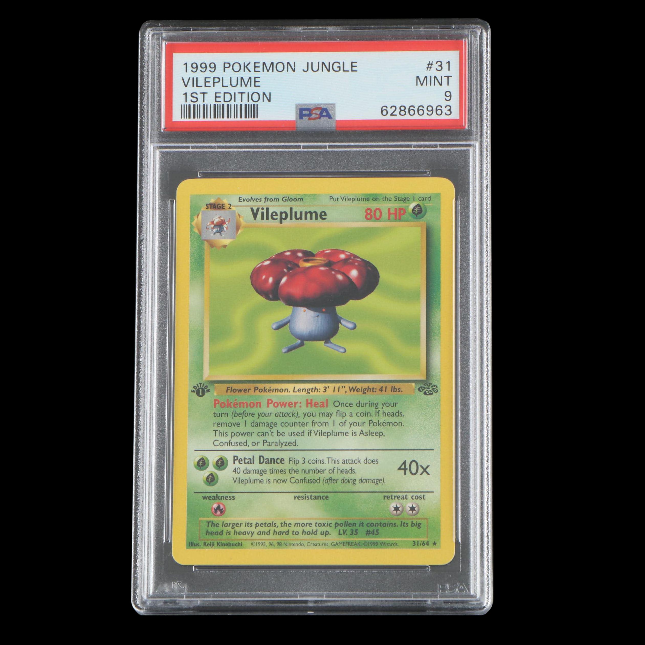 1999 Pokémon Jungle Vileplume 1st Edition Graded PSA 9