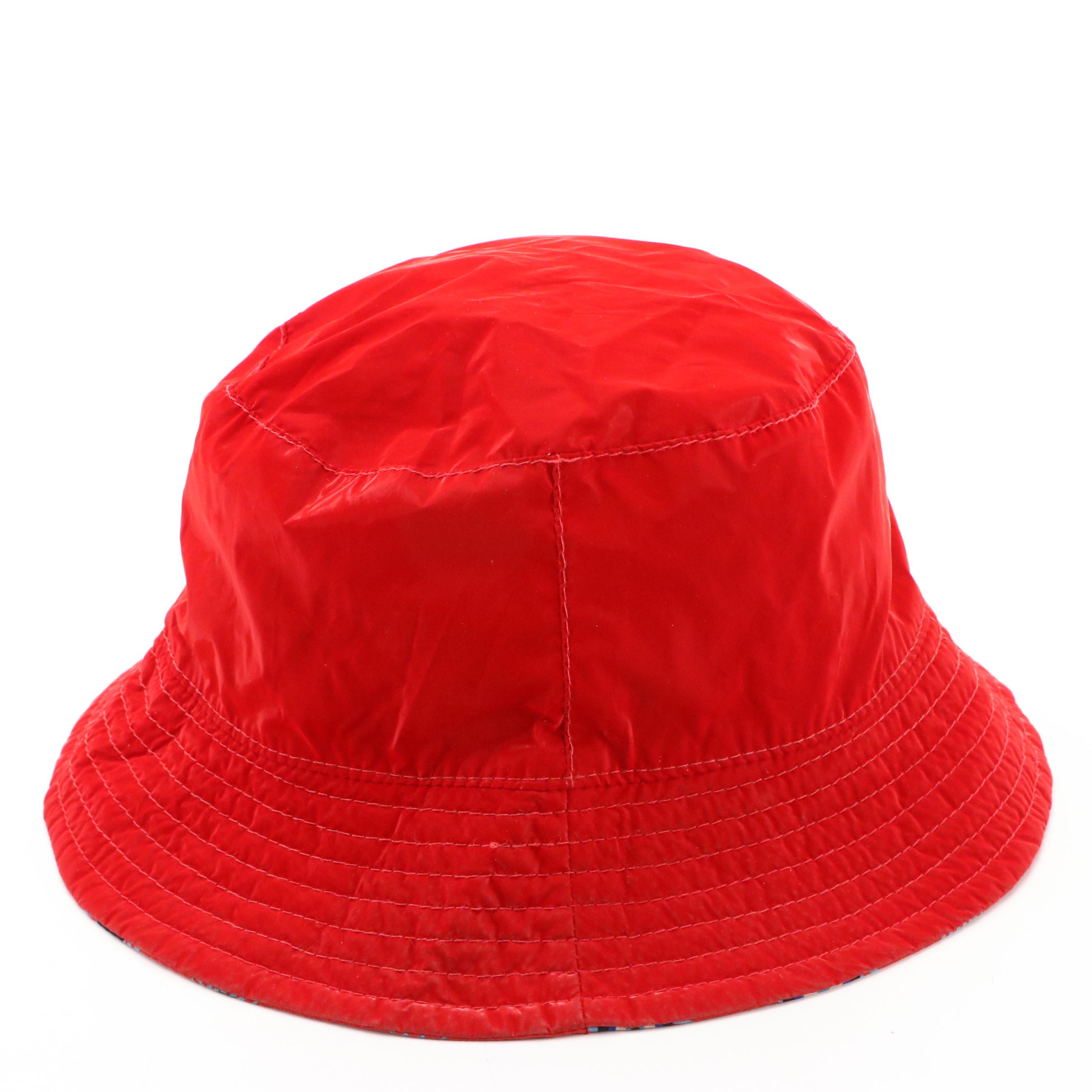 Christian Louboutin Red Evil Eye Print Reversible Polyester Blend Bucket Hat