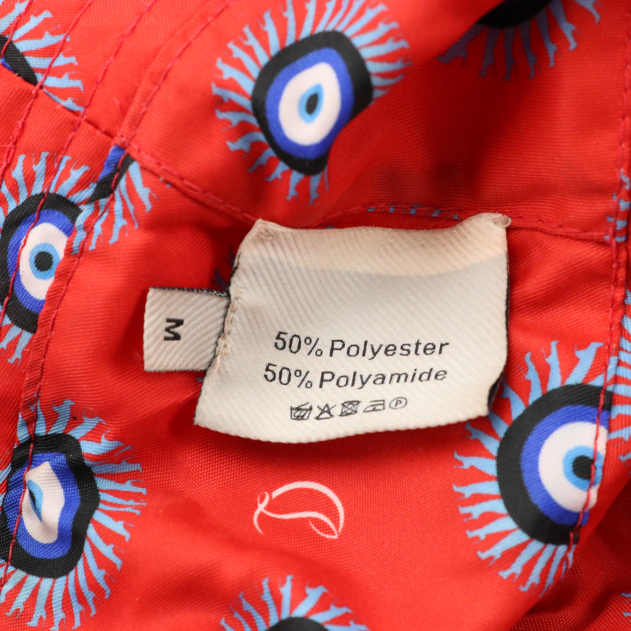 Christian Louboutin Red Evil Eye Print Reversible Polyester Blend Bucket Hat