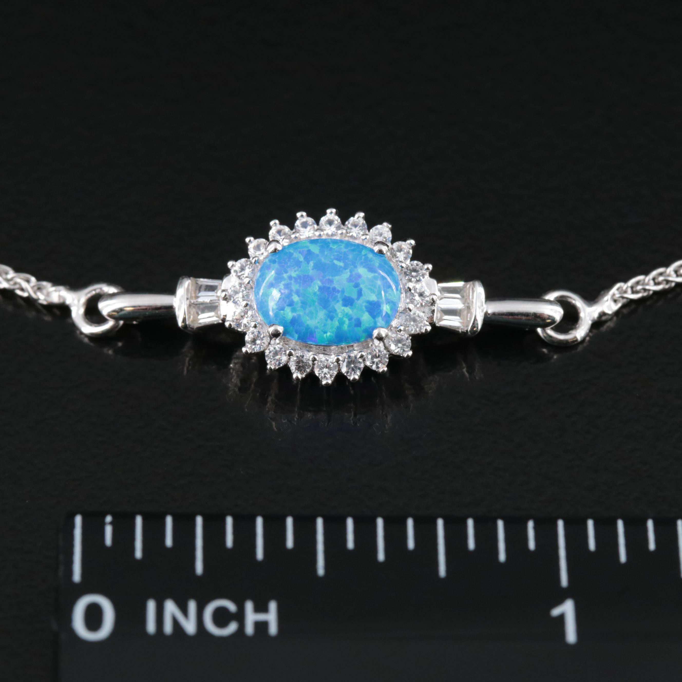 Sterling Opal and White Sapphire Bracelet
