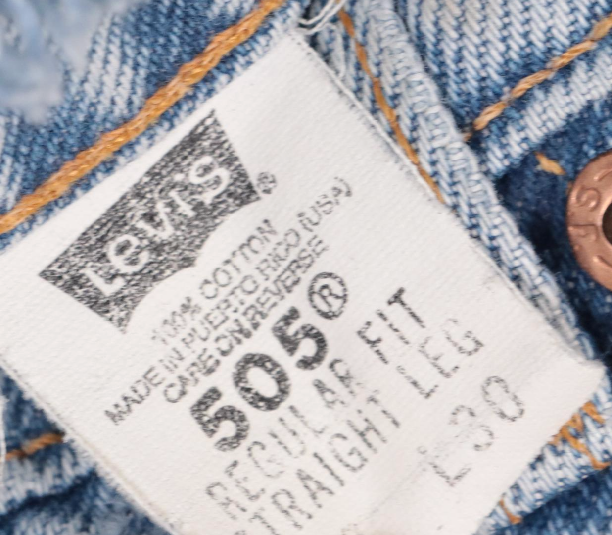 Levi's 505 Light Wash Straight Leg Distressed Denim Jeans