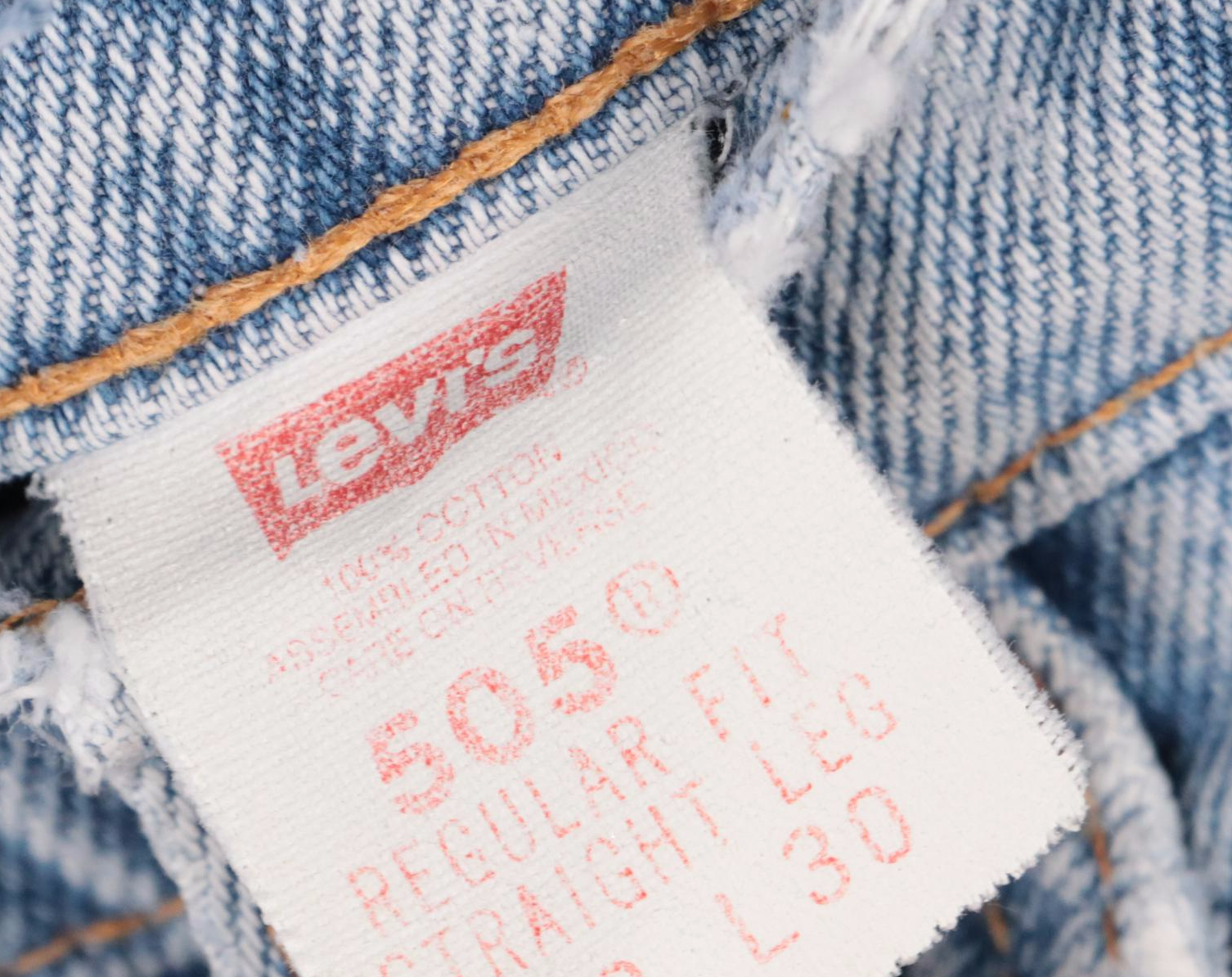 Levi's 505 Light Wash Straight Leg Distressed Denim Jeans