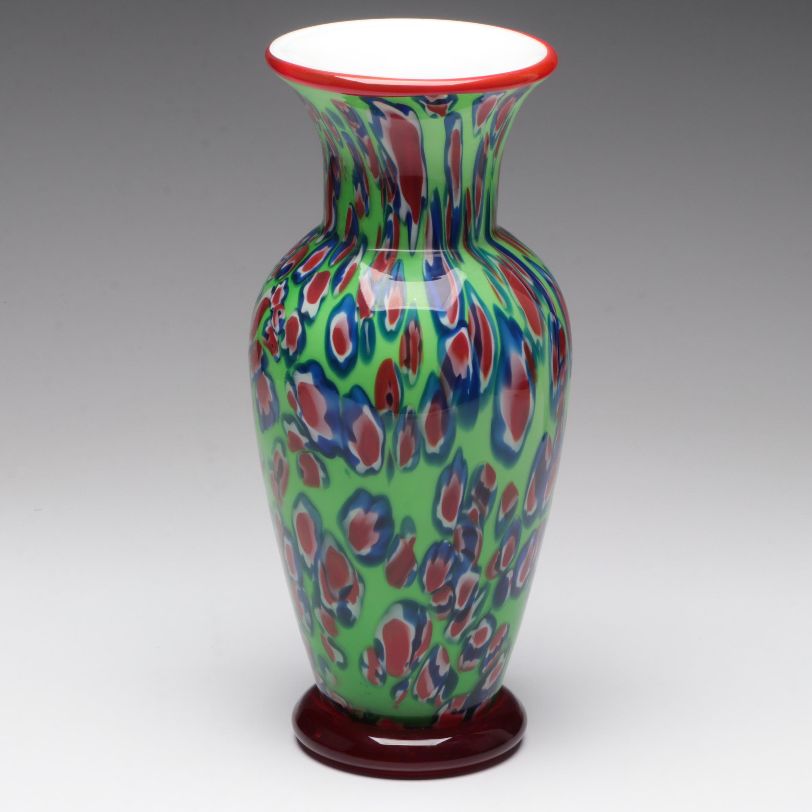 Blown Art Glass Millefiori Vase