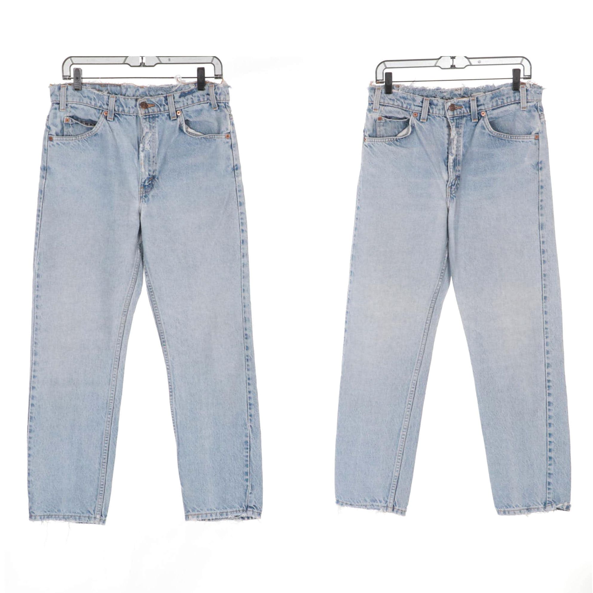 Levi's 505 Light Wash Straight Leg Distressed Denim Jeans