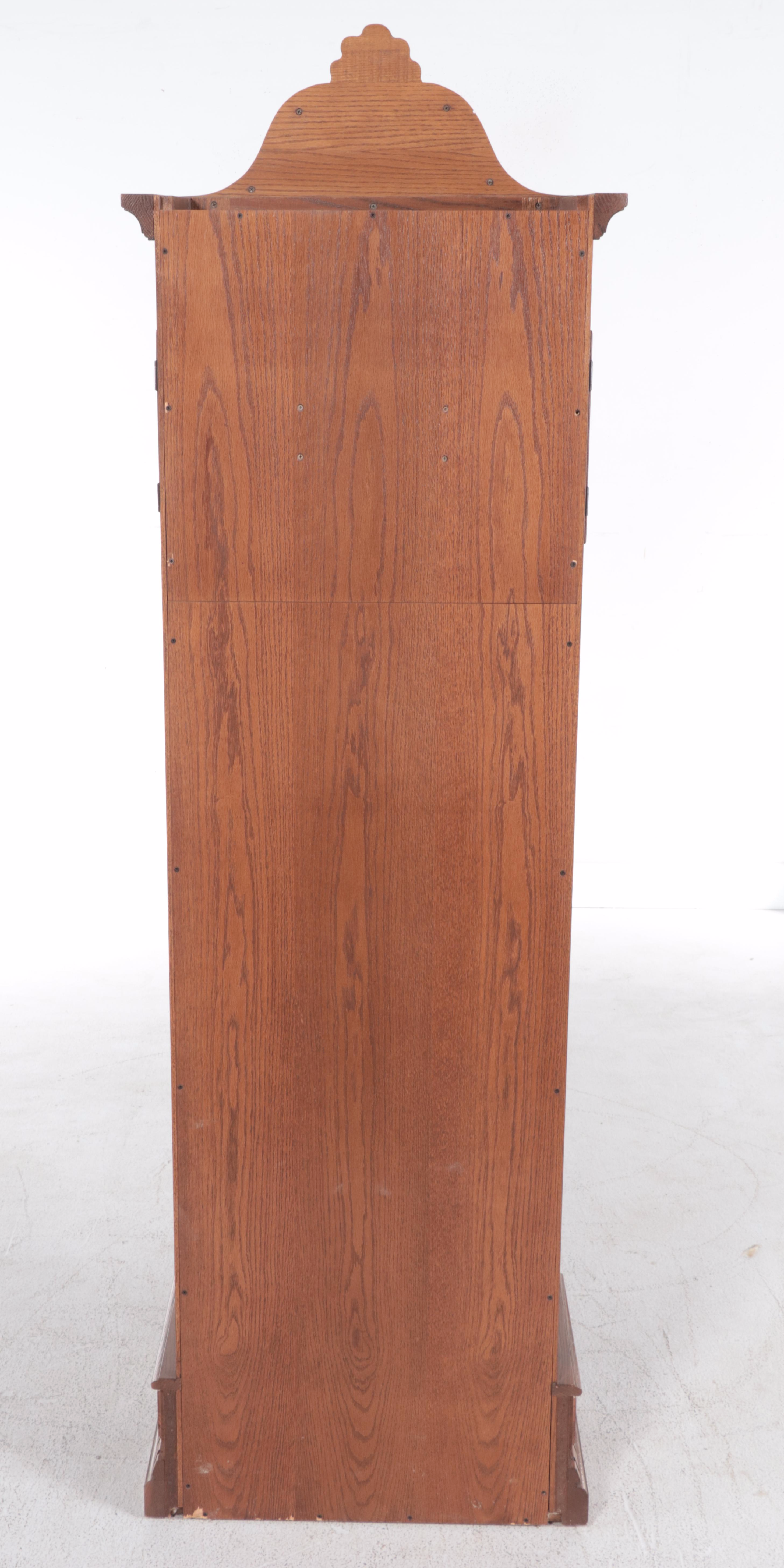 GMK-Fancher Clock Co. Federal Style Oak Grandfather Clock, Late 20th Century