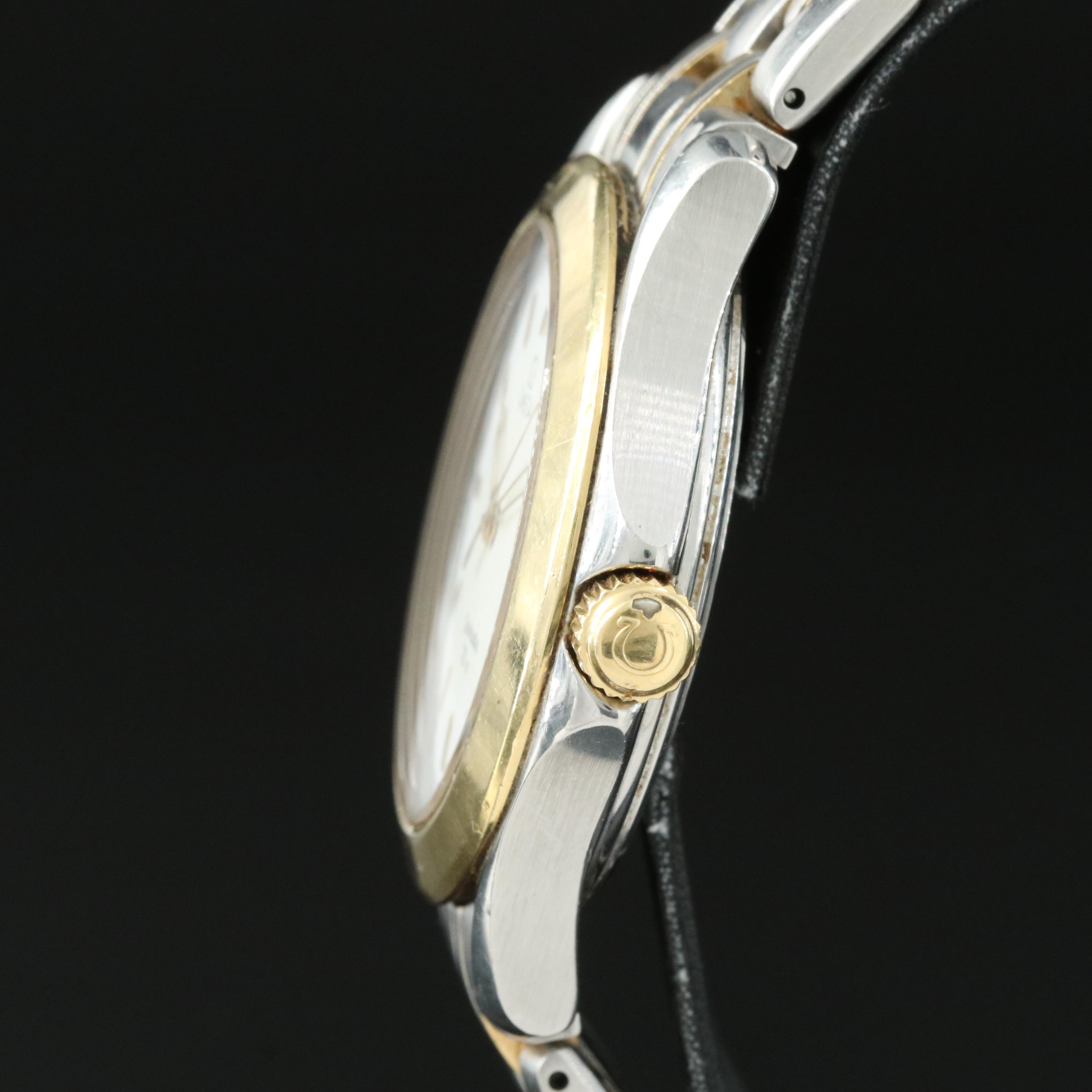 18K and Stainless Steel Omega Seamaster Watch with "Wave" Dial