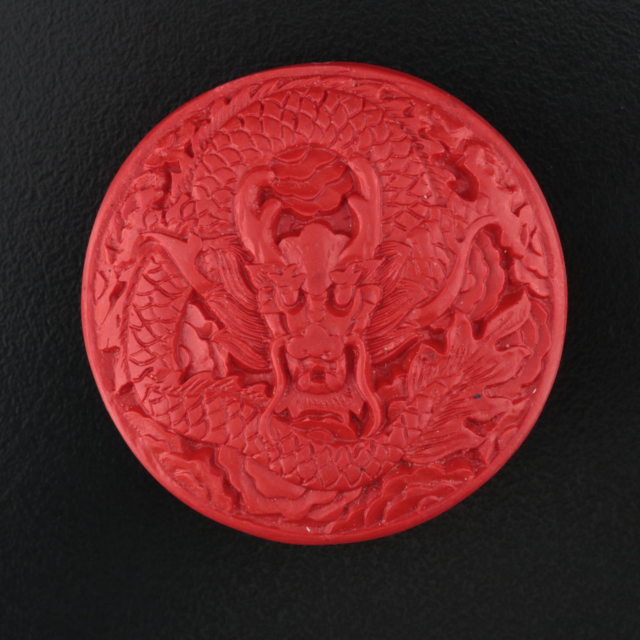 Loose Dragon Carved Faux Cinnabar