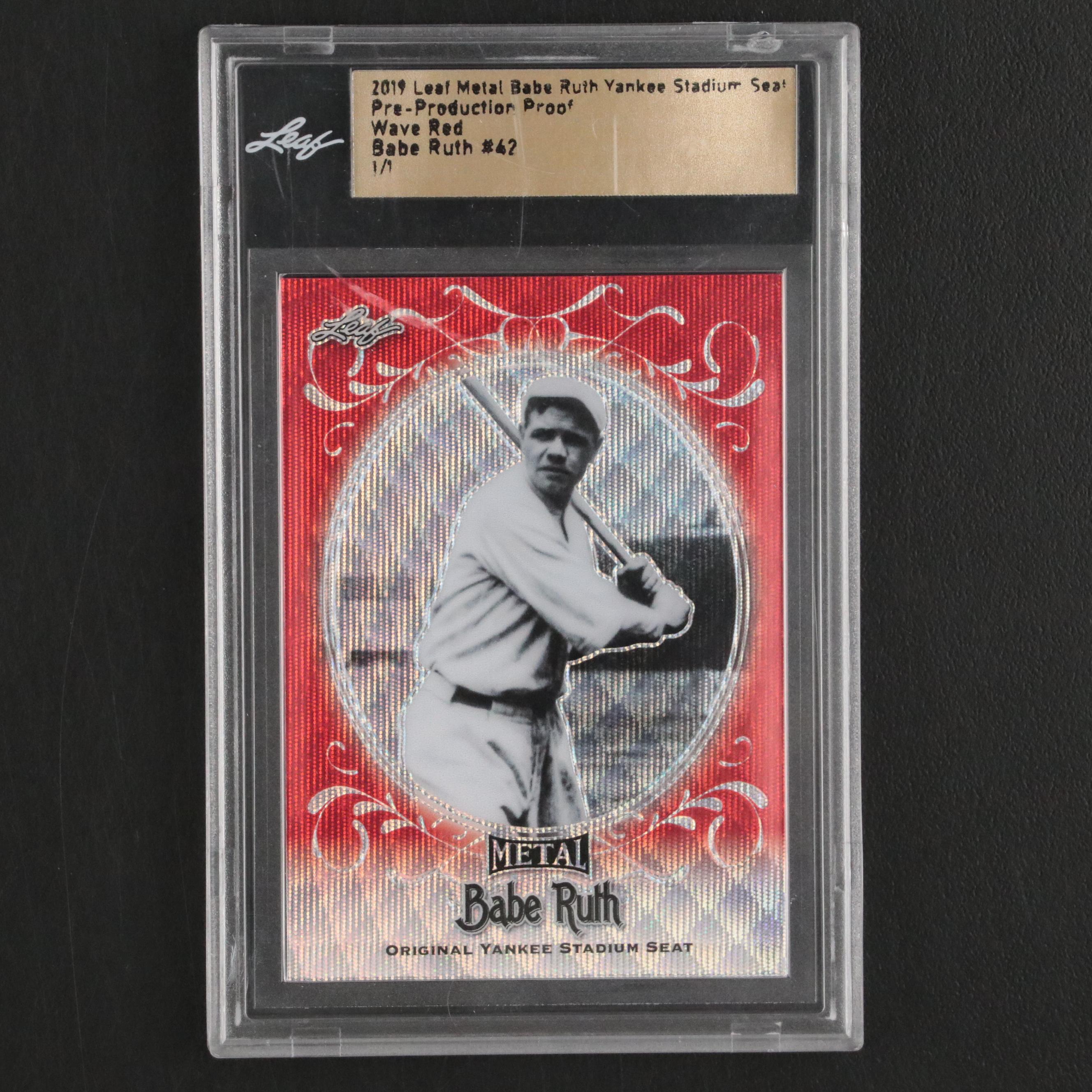 2019 Leaf Metal Babe Ruth Yankee Stadium Seat Pre-Production Proof Wave Red 1/1