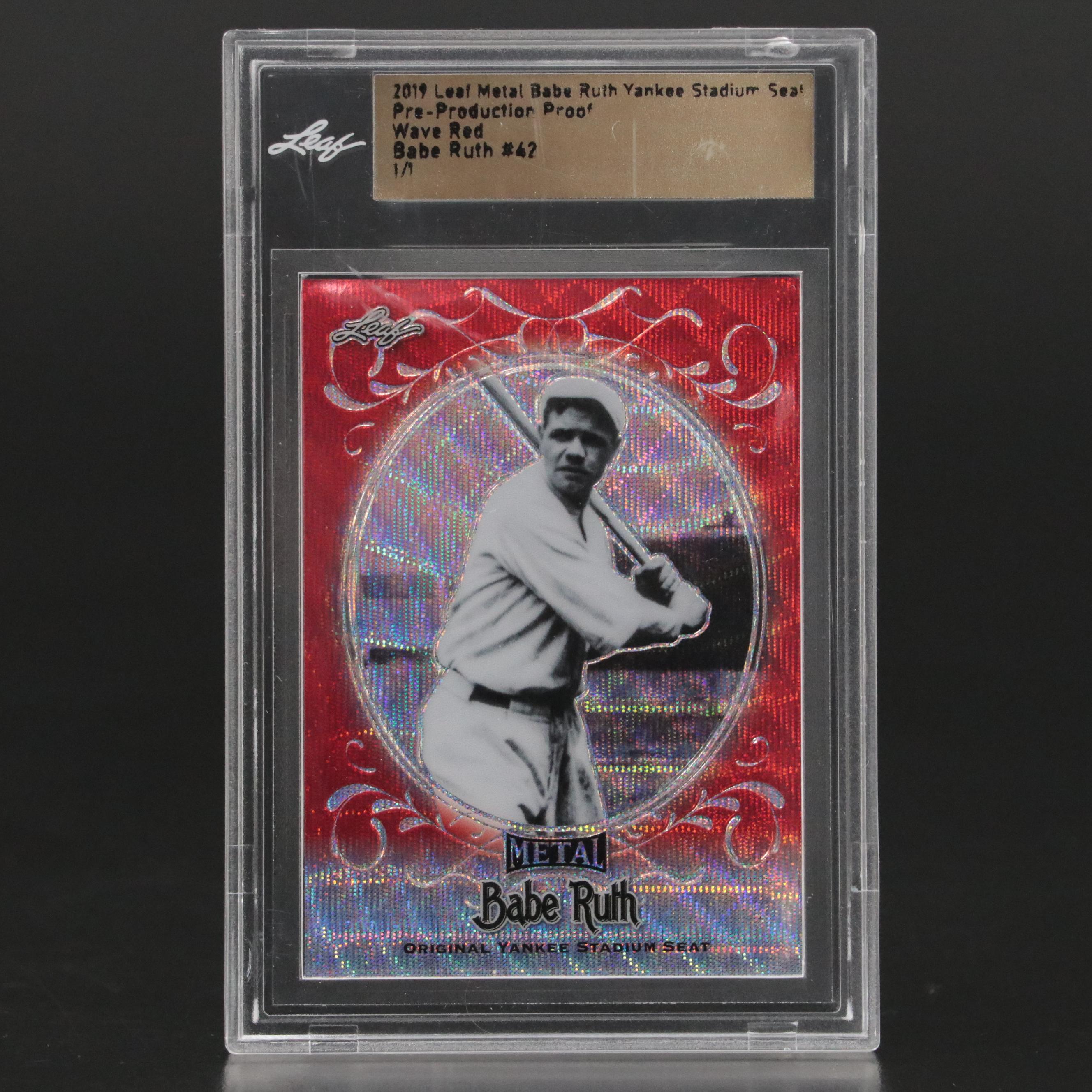 2019 Leaf Metal Babe Ruth Yankee Stadium Seat Pre-Production Proof Wave Red 1/1