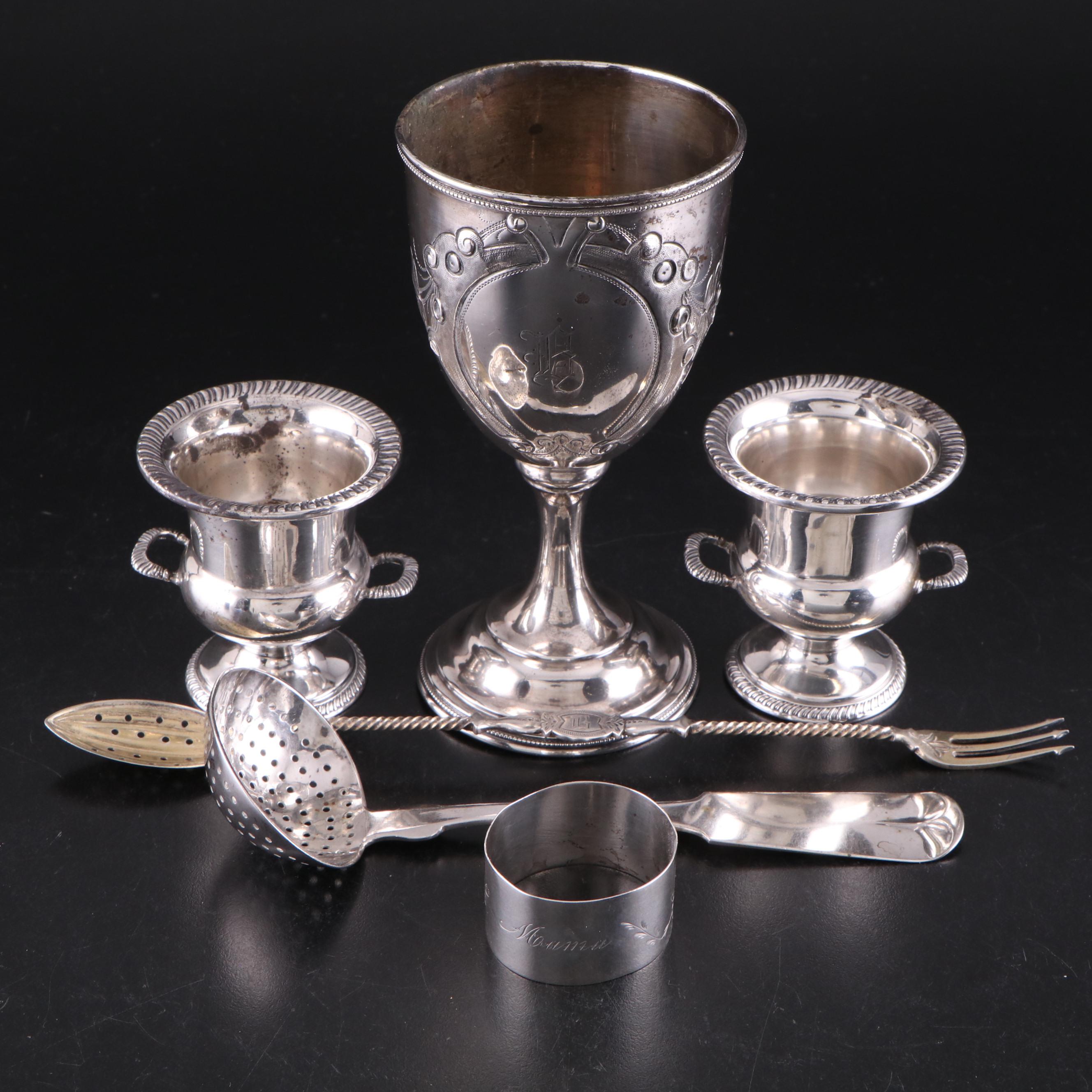 Fisher Sterling Silver Toothpick Holders with Coin Silver Tableware