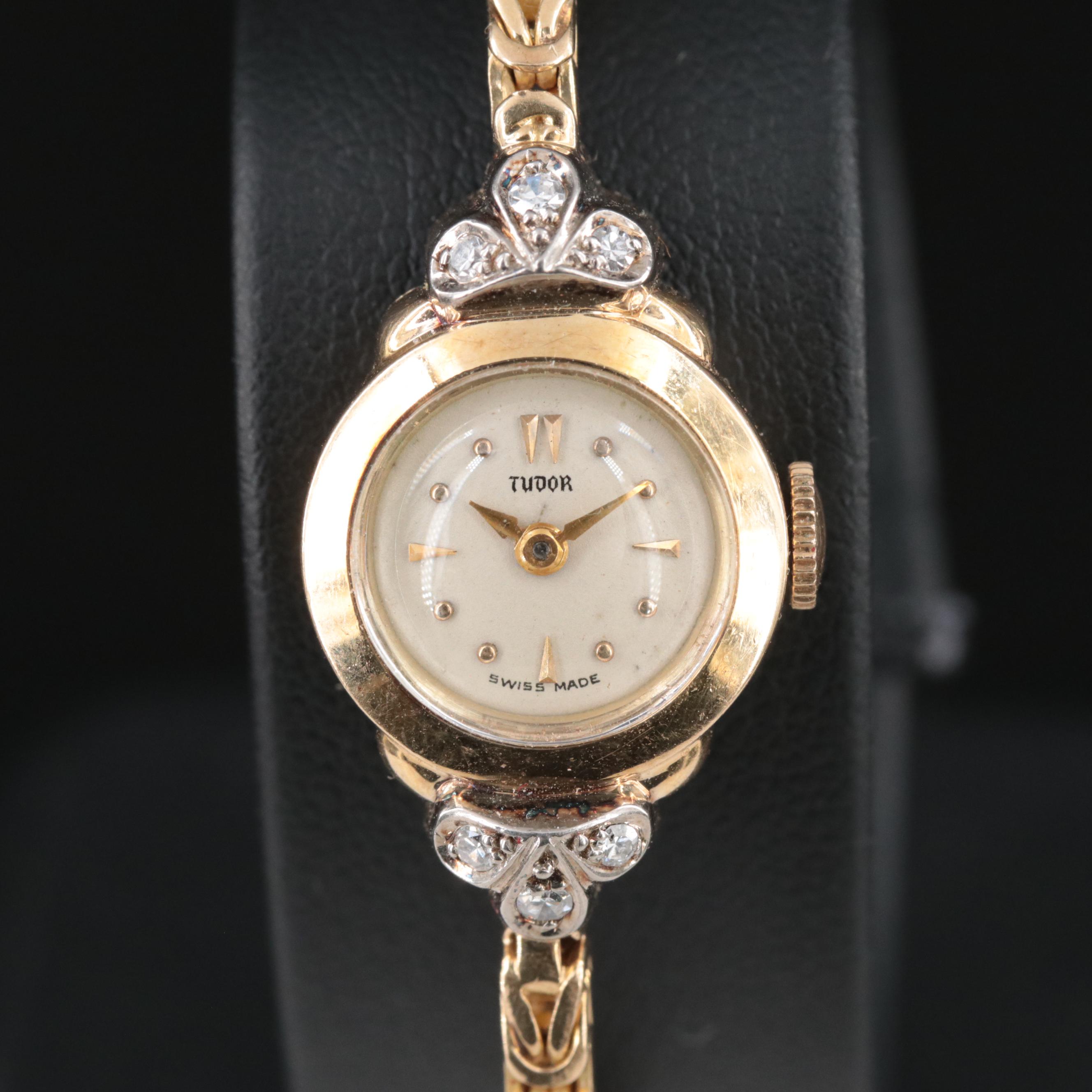18K Vintage Tudor Diamond Manual Wind Watch